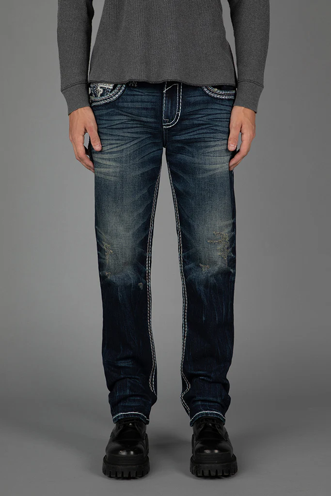 Justyn Straight Jeans in Dark Blue - Image 3