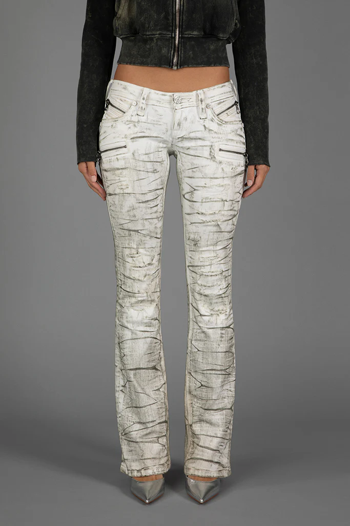 Kamil Super Low-Rise Moto Bootcut Jeans in Riot Frost - Image 4