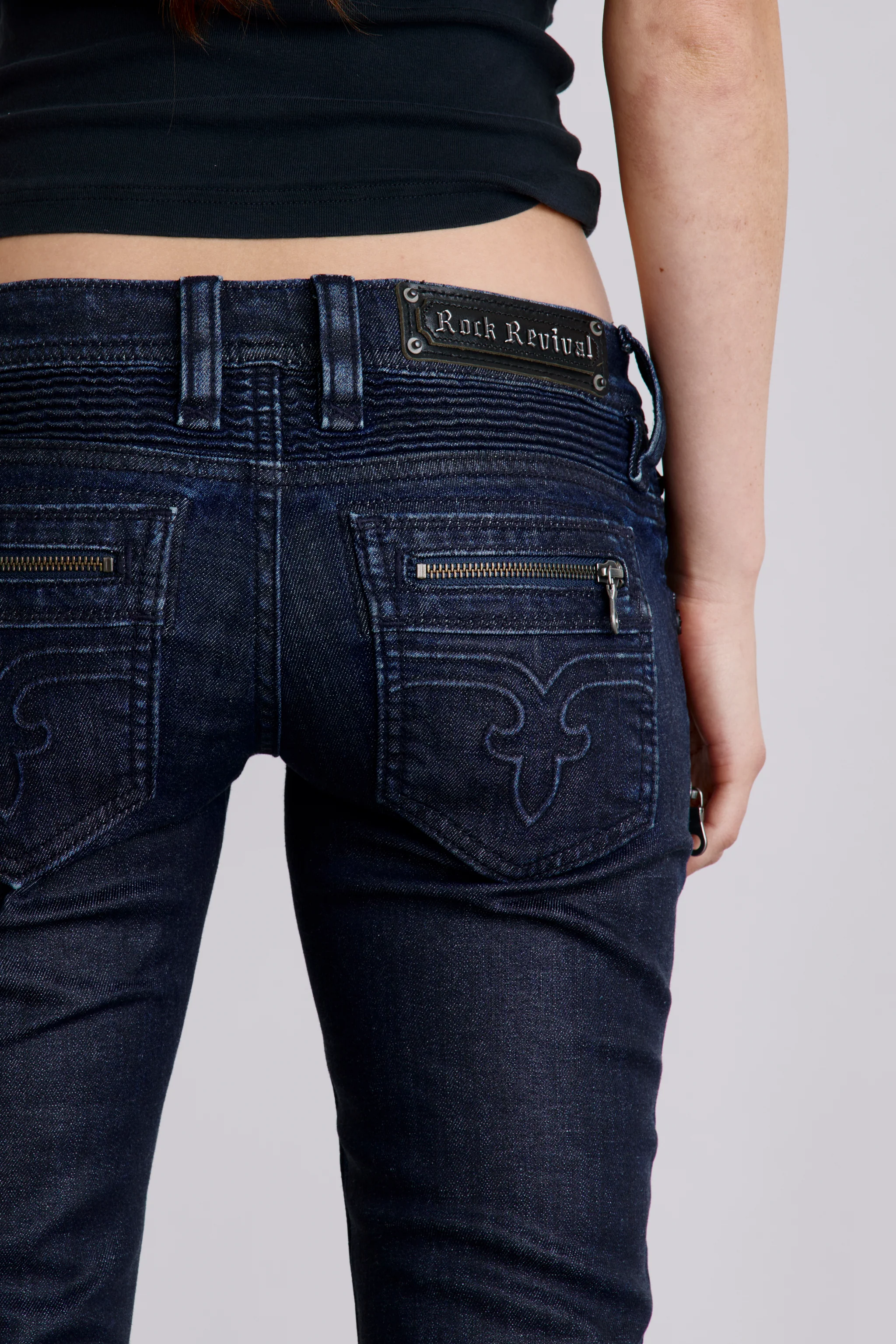 Kamil Super Low-Rise Moto Bootcut Jeans - Image 4