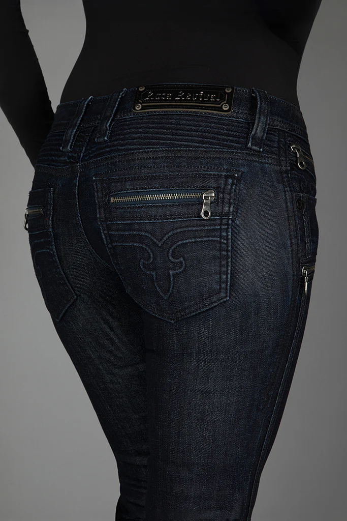 Kamil Super Low-Rise Moto Bootcut Jeans - Image 8