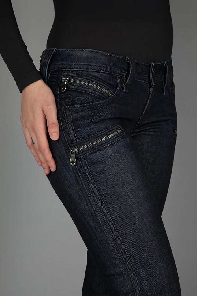 Kamil Super Low-Rise Moto Bootcut Jeans - Image 9