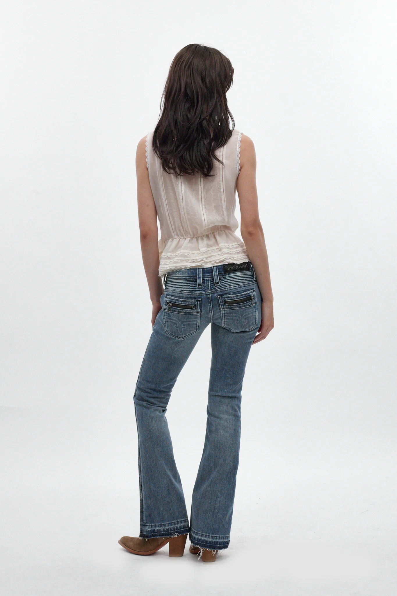 Kamil Super Low-Rise Bootcut Jeans in Medium Blue - Image 4