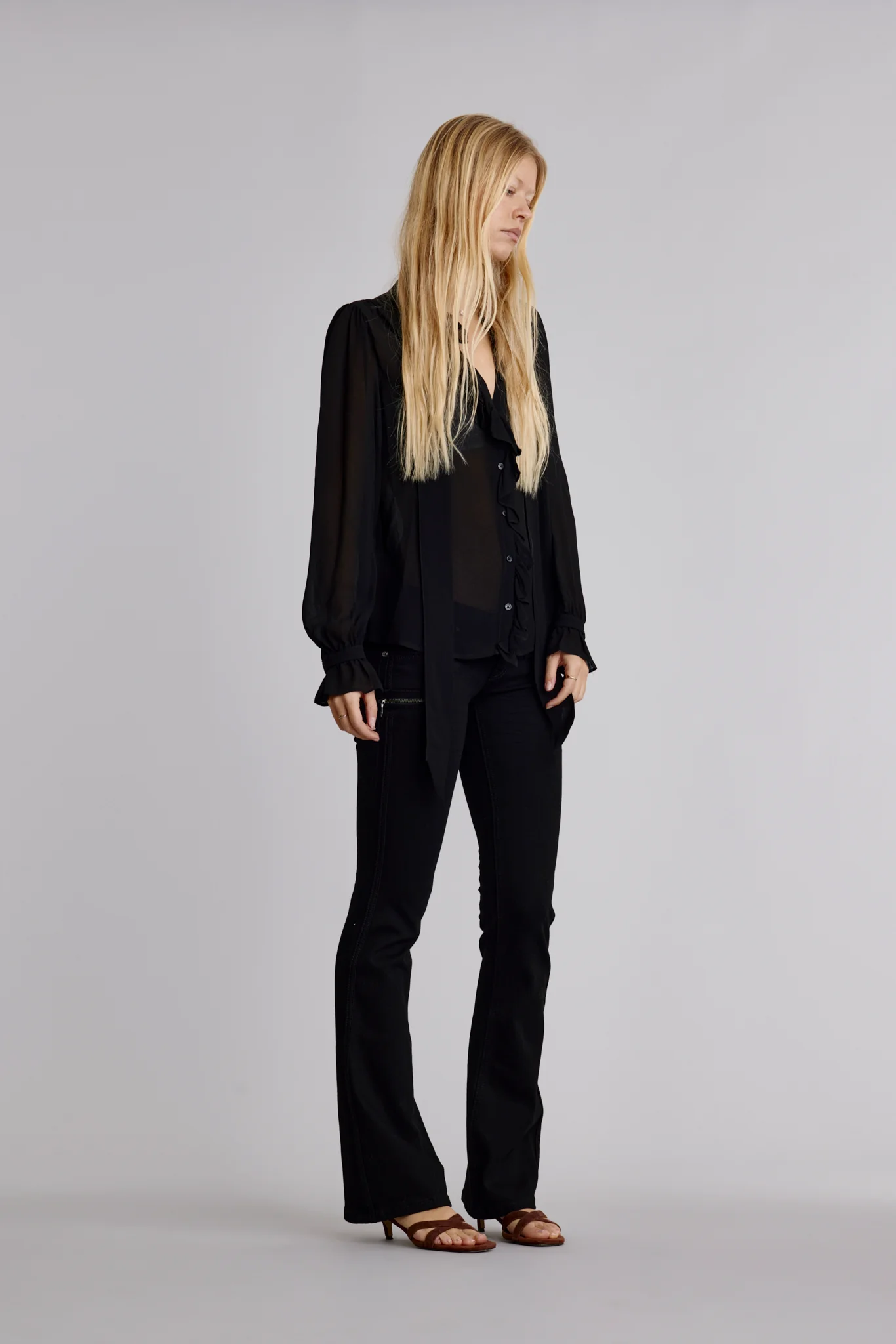 Kamil Super Low-Rise Moto Bootcut Jeans in Black