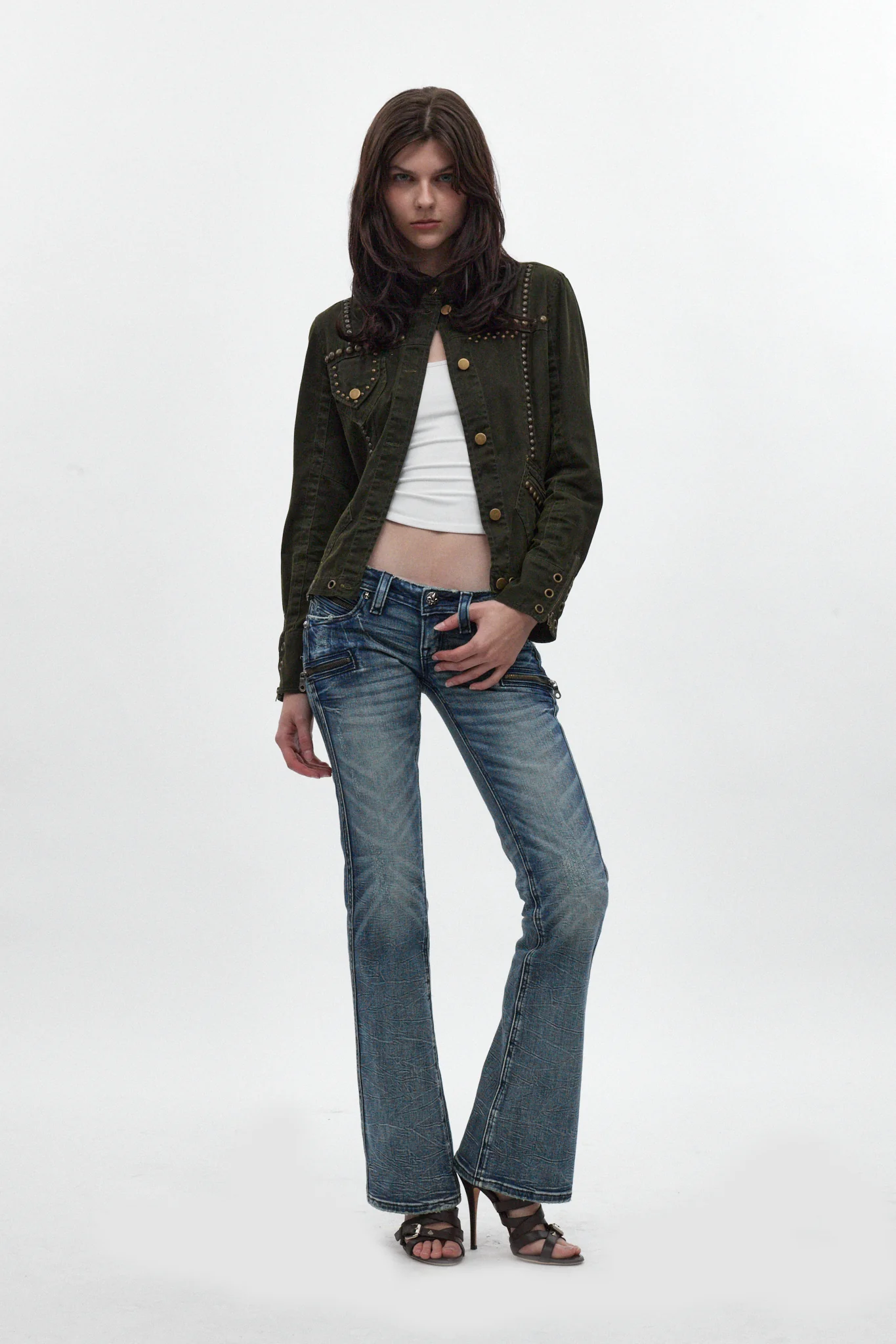Kamil Super Low-Rise Bootcut Jeans in Pacific Blue