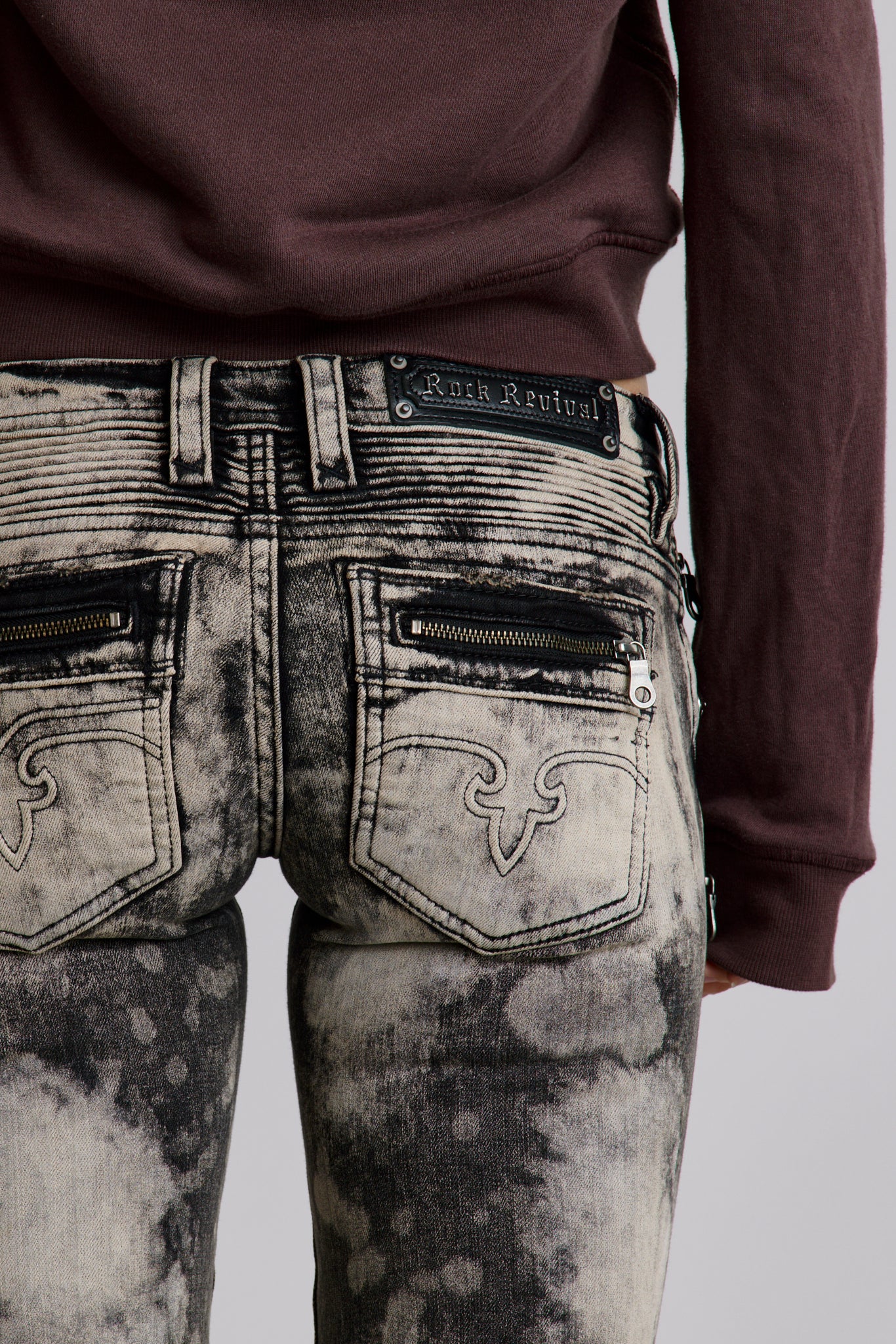 Kamil Super Low-Rise Moto Bootcut Jeans in Storm - Image 2