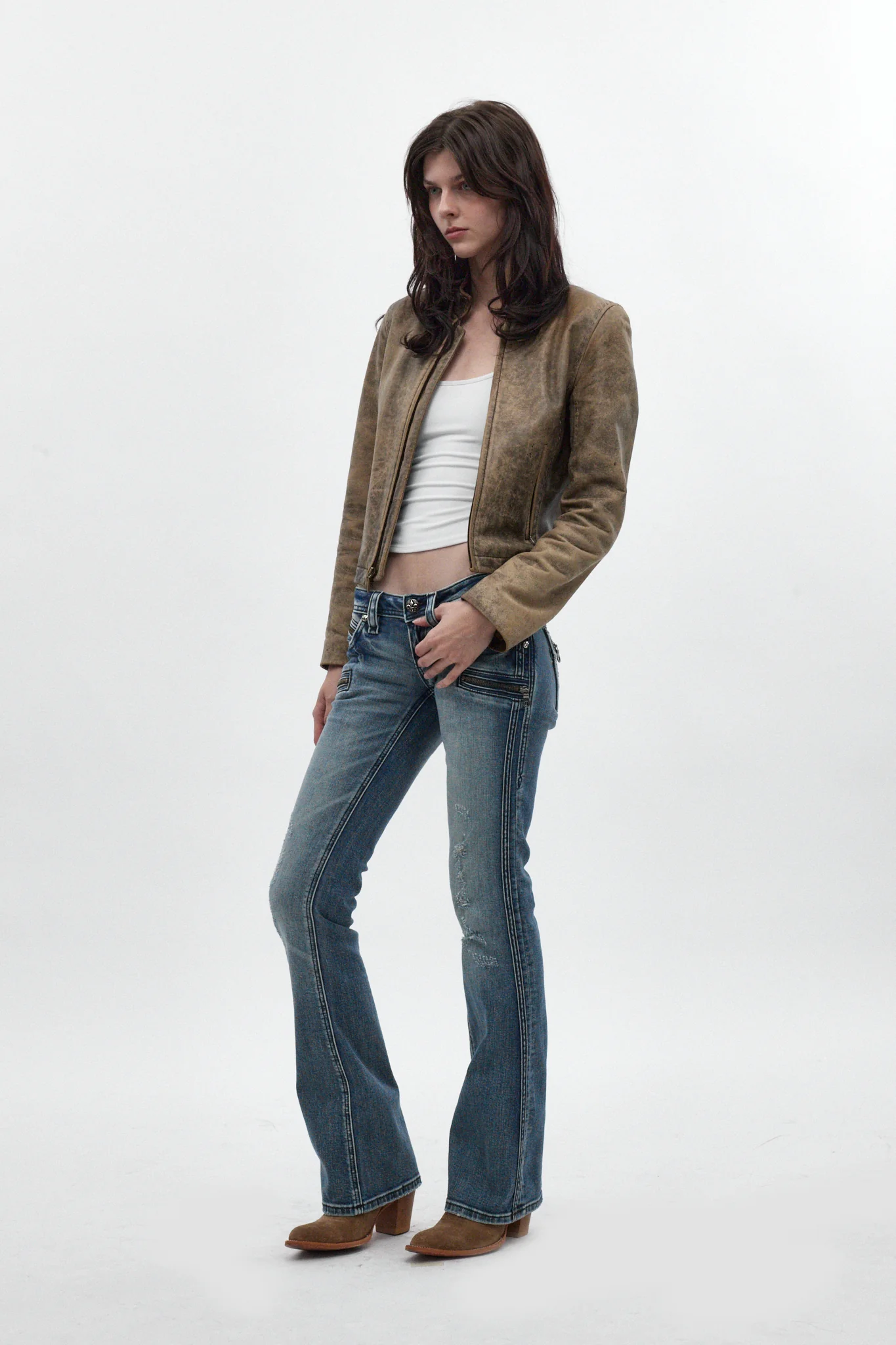 Kamil Super Low-Rise Bootcut Jeans in Blue - Image 4