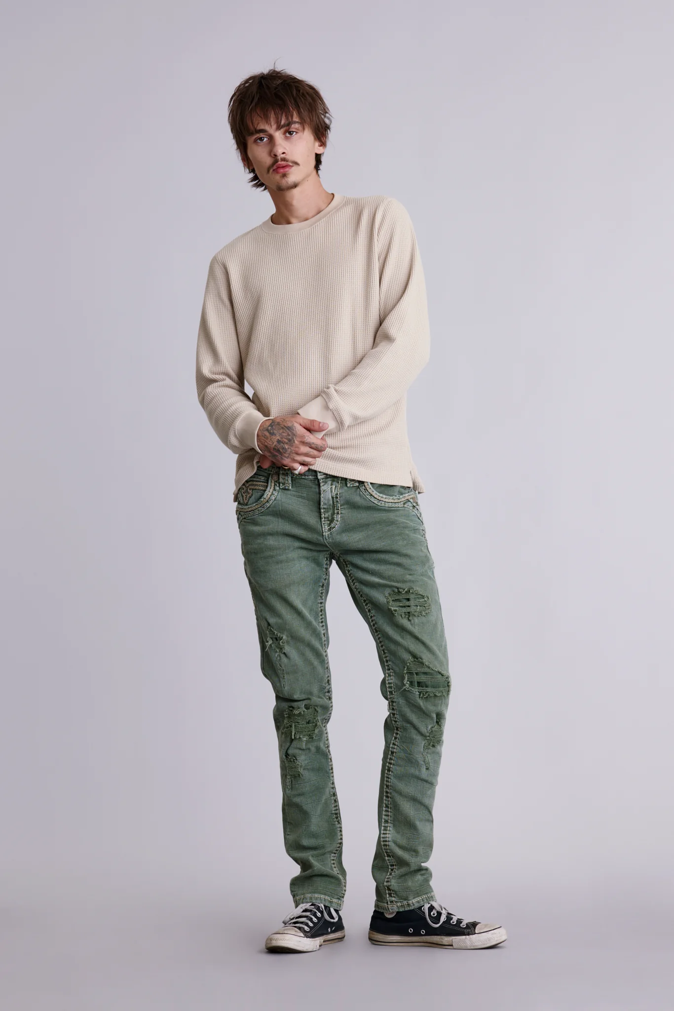 Kinsly Alt Straight Jeans in Green