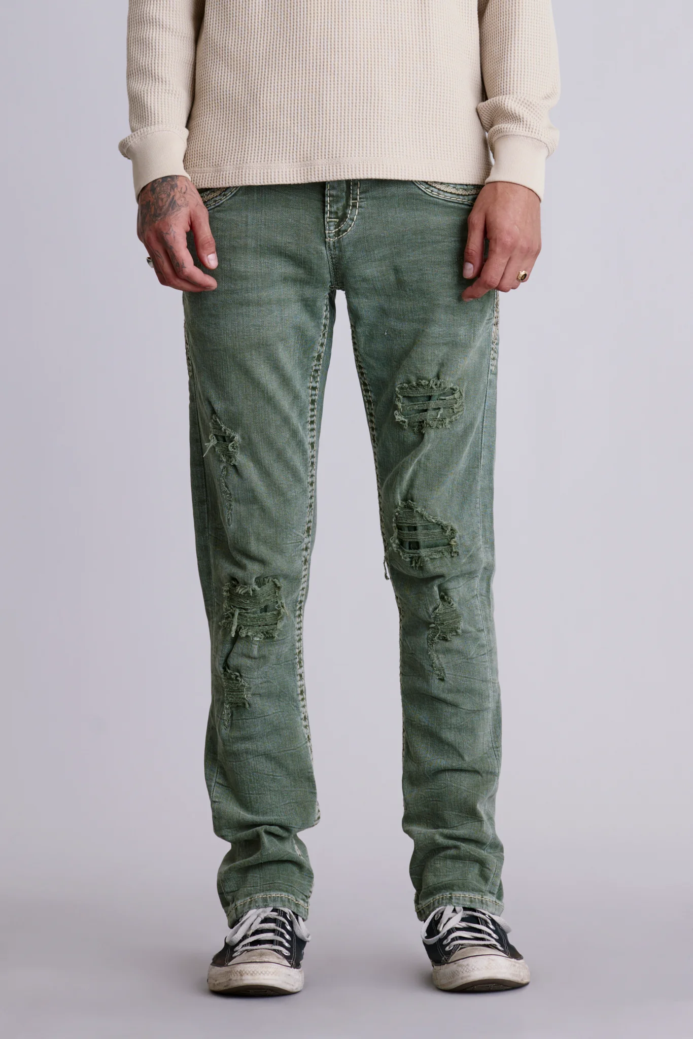 Kinsly Alt Straight Jeans in Green - Image 4