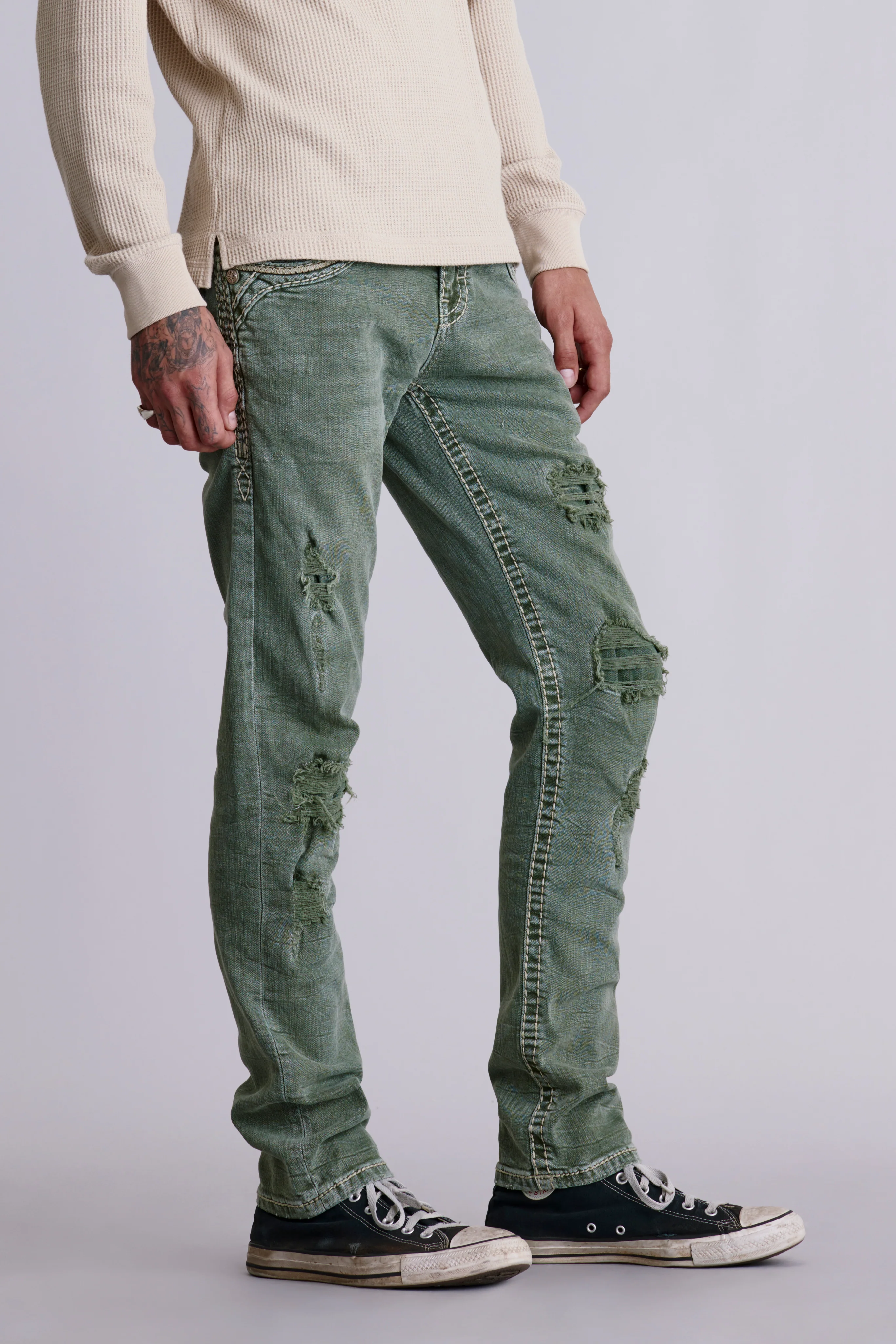 Kinsly Alt Straight Jeans in Green - Image 5