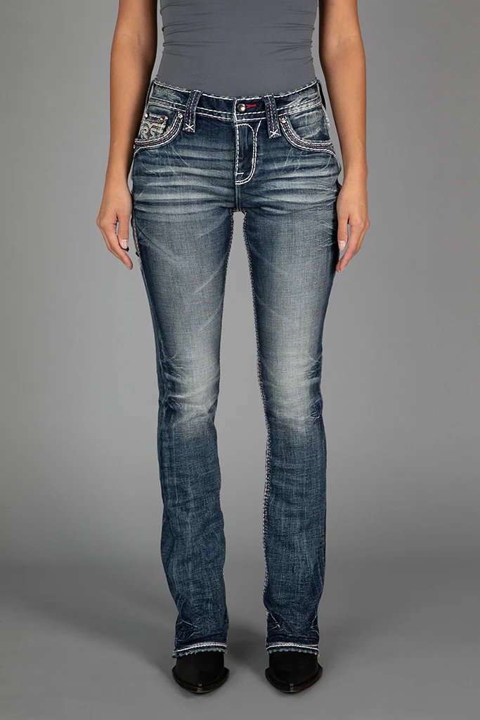 Magdalen Bootcut Jeans in Dark Blue - Image 5