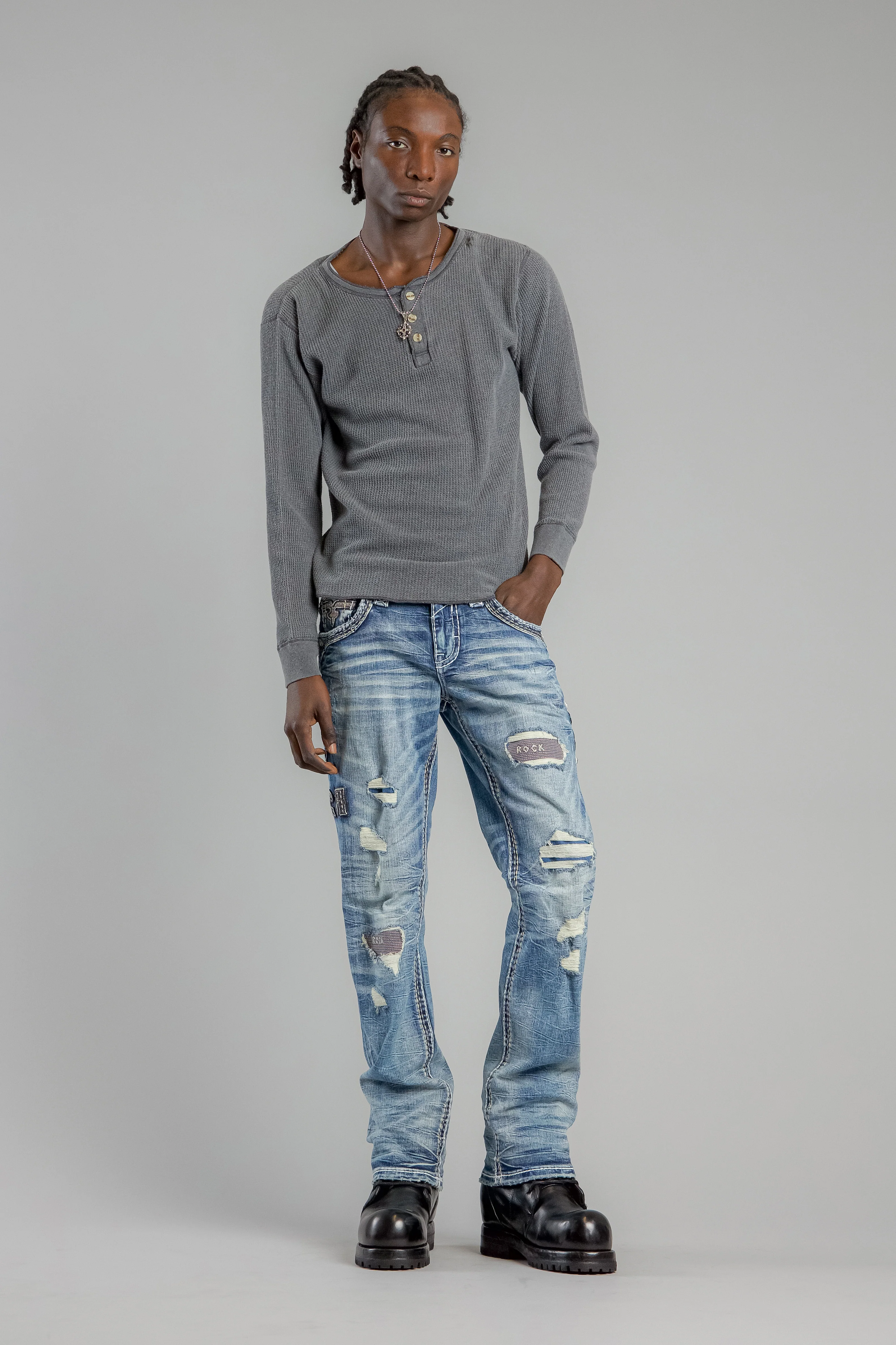 Mason Bootcut Jeans in Medium Blue - GR Collection