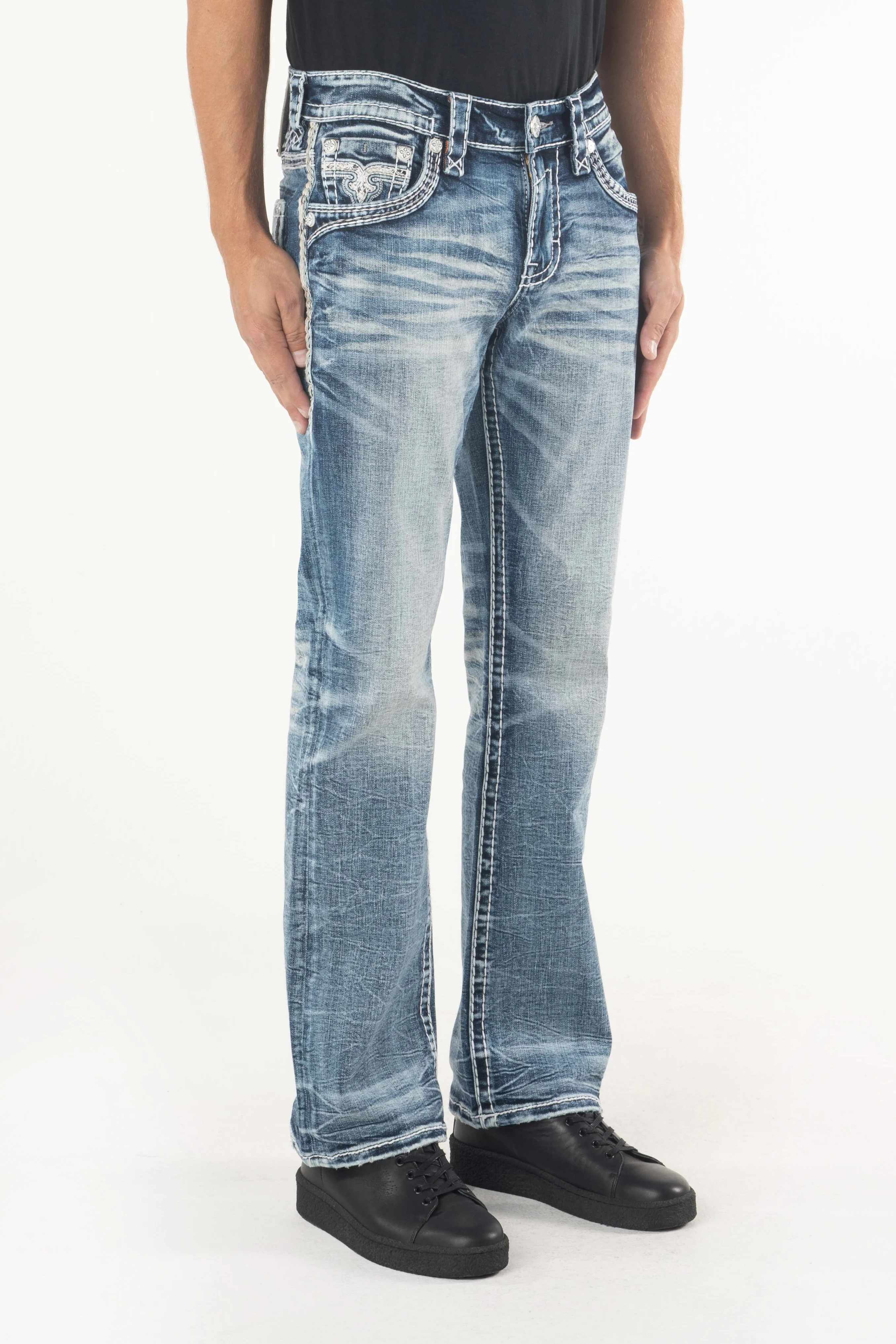 Mckay Bootcut Jeans in Medium Blue - Image 3