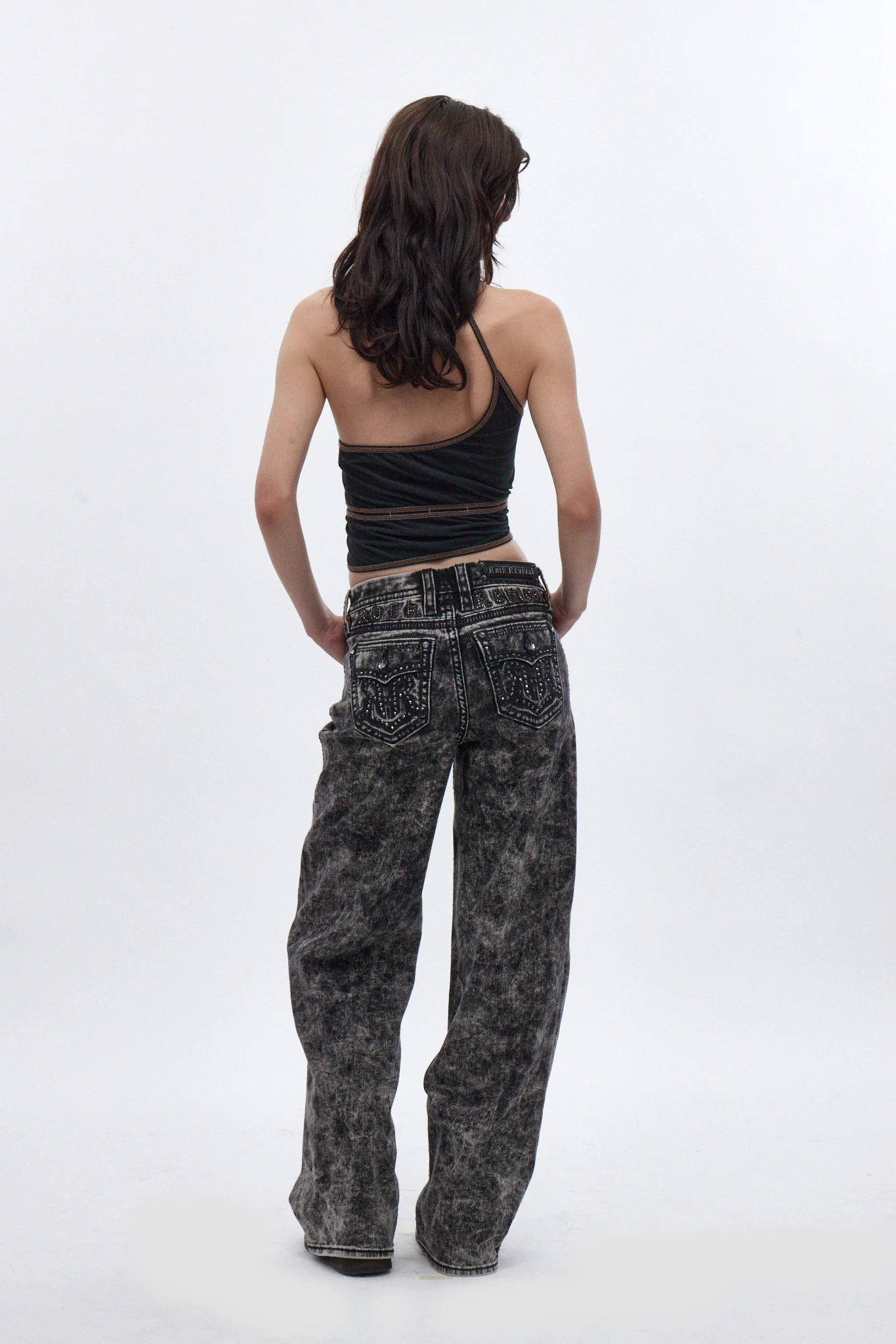 Nadine High Rise Wide Leg Jeans in Acid Black - Image 5