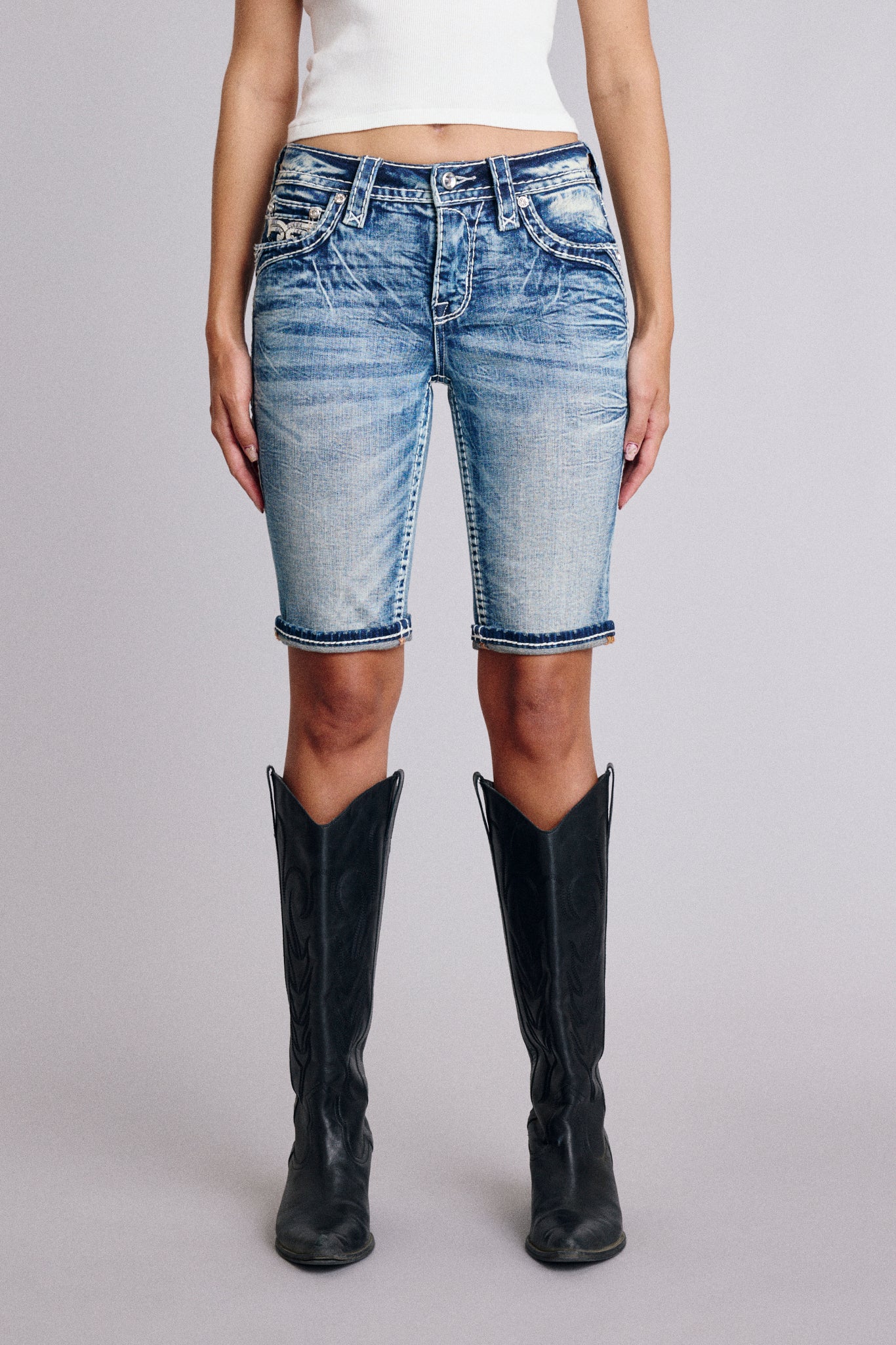 Pearlie Bermuda Shorts in Blue - Image 3