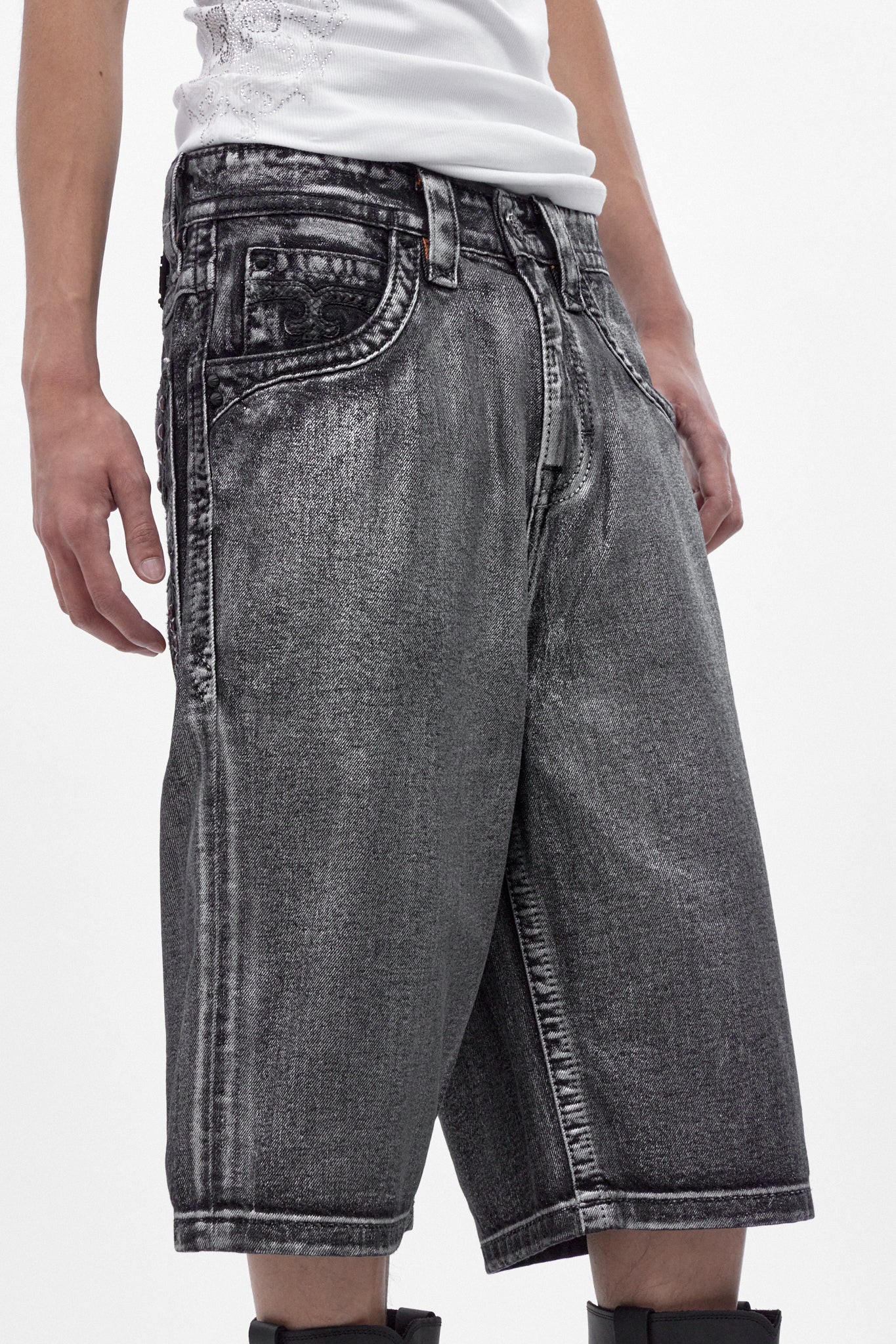 Rock Revival by Jaded London Silver Dust Shorts (M) - Image 3