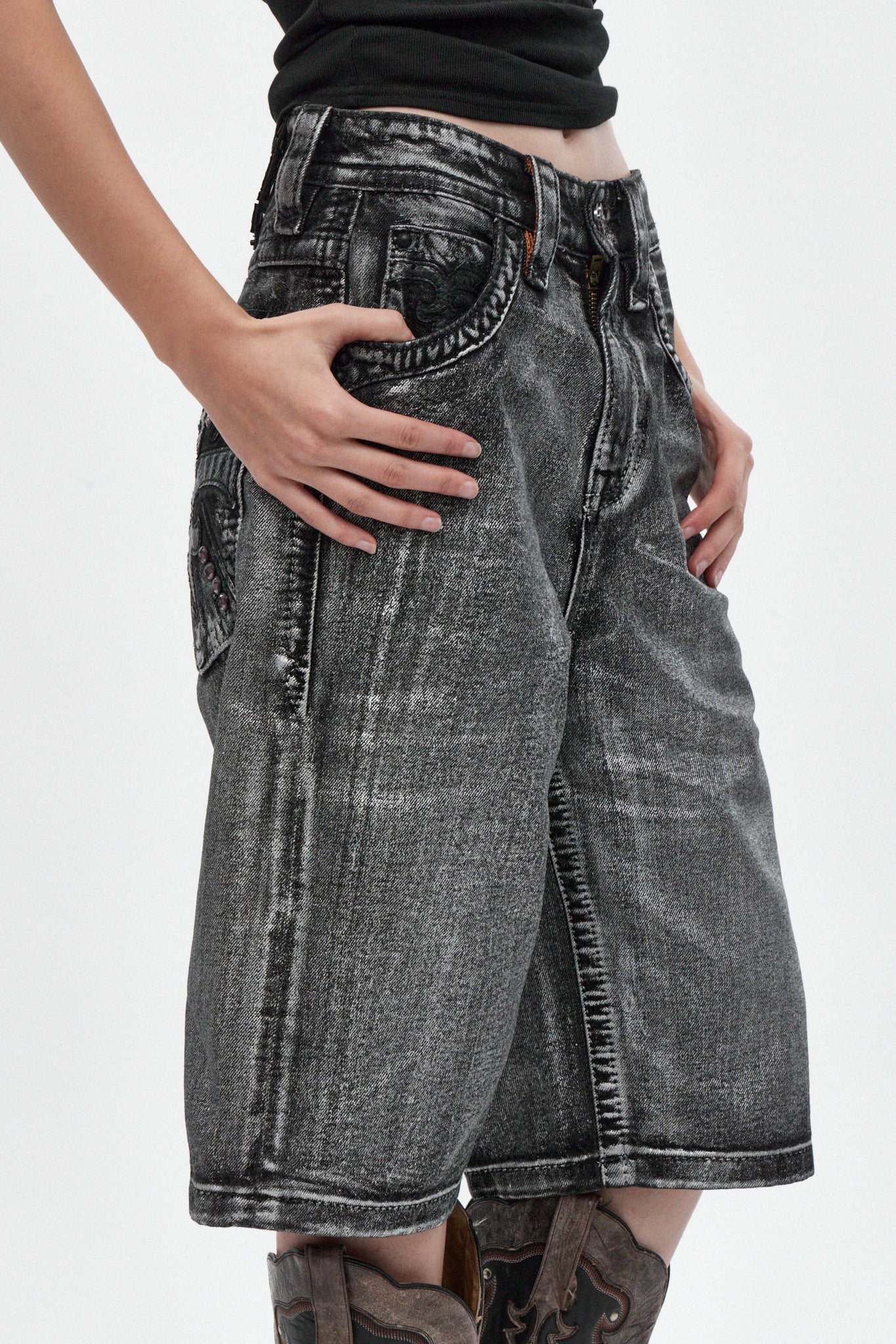Rock Revival by Jaded London Silver Dust Shorts (W) - Image 5