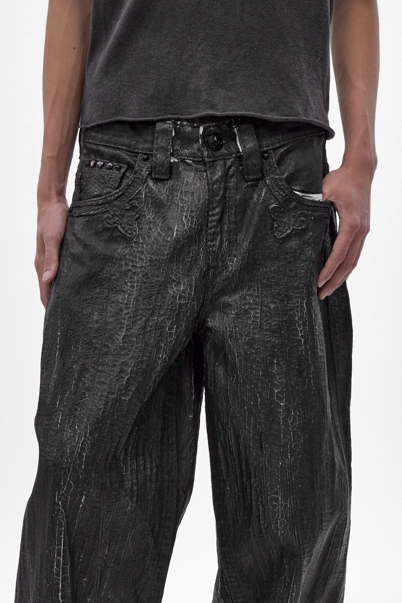 Colossus jeans, By Jaded London in Black Coating (M) - Image 3