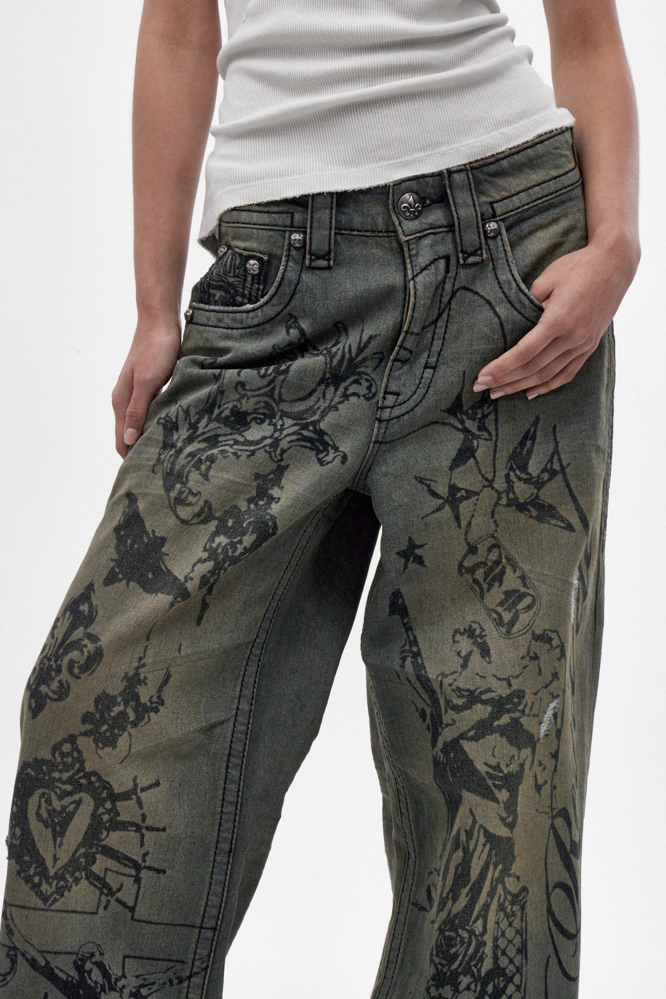Rock Revival by Jaded London Colossus Jeans in Vintage Blue (W) - Image 3