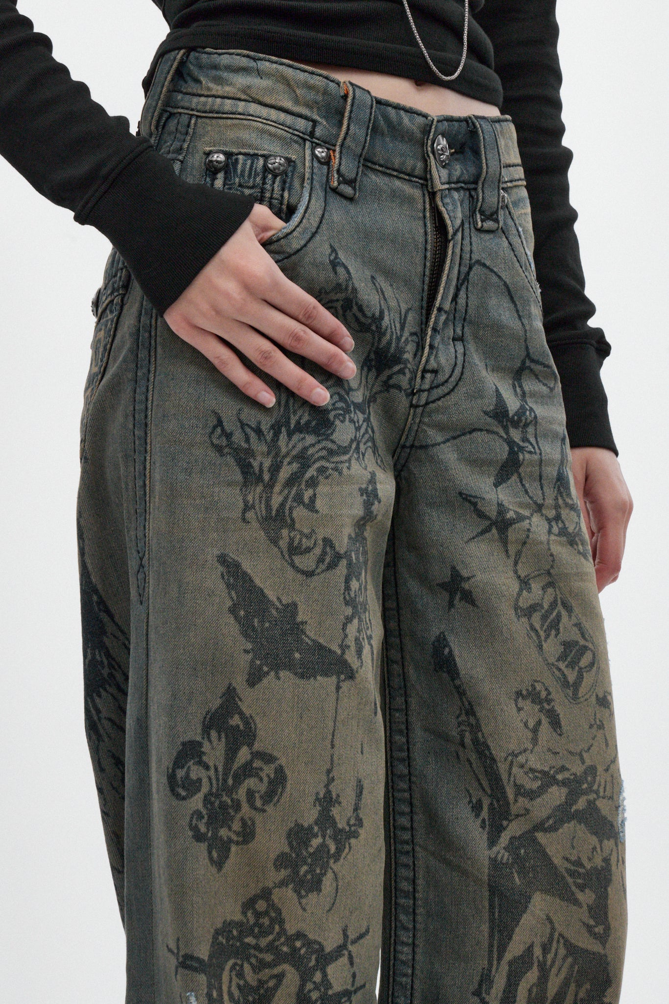 Rock Revival by Jaded London Colossus Jeans in Vintage Blue (W) - Image 4