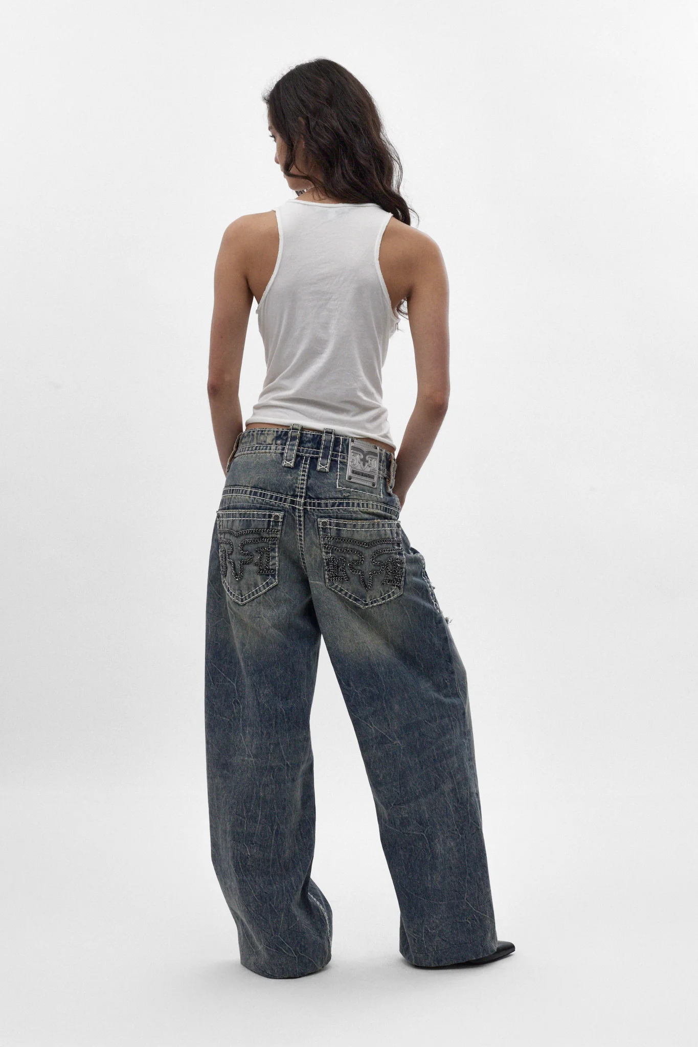 Colossus Jeans, By Jaded London in Medium Blue (W) - Image 4