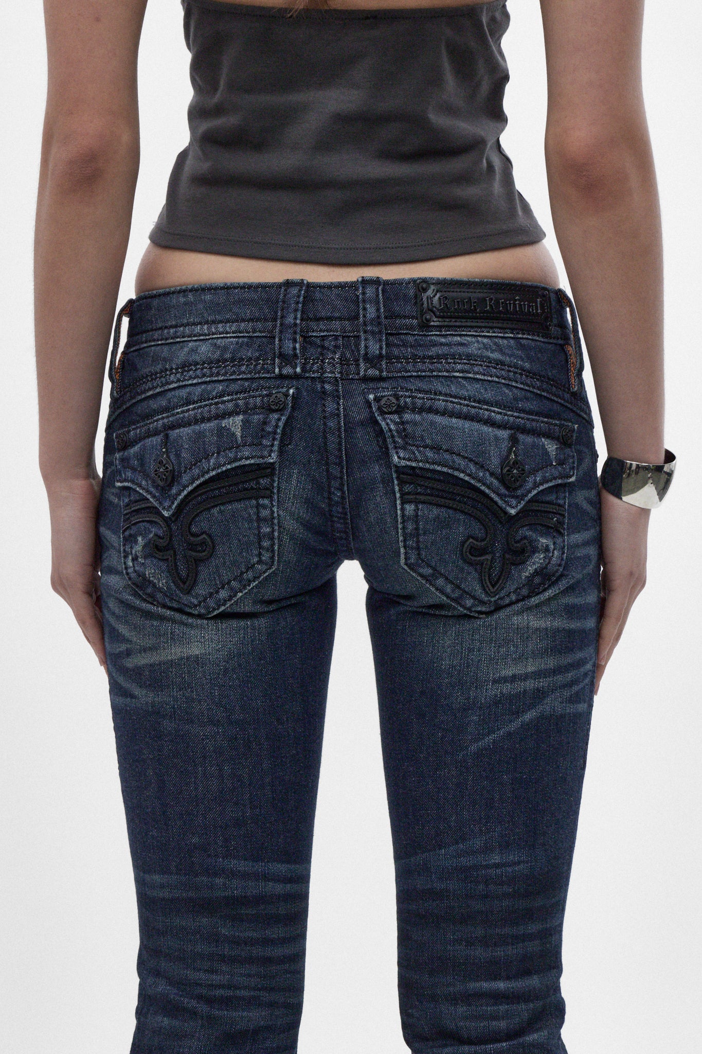 Gwen Super Low-Rise Bootcut Jeans in Dark Blue II - Image 2