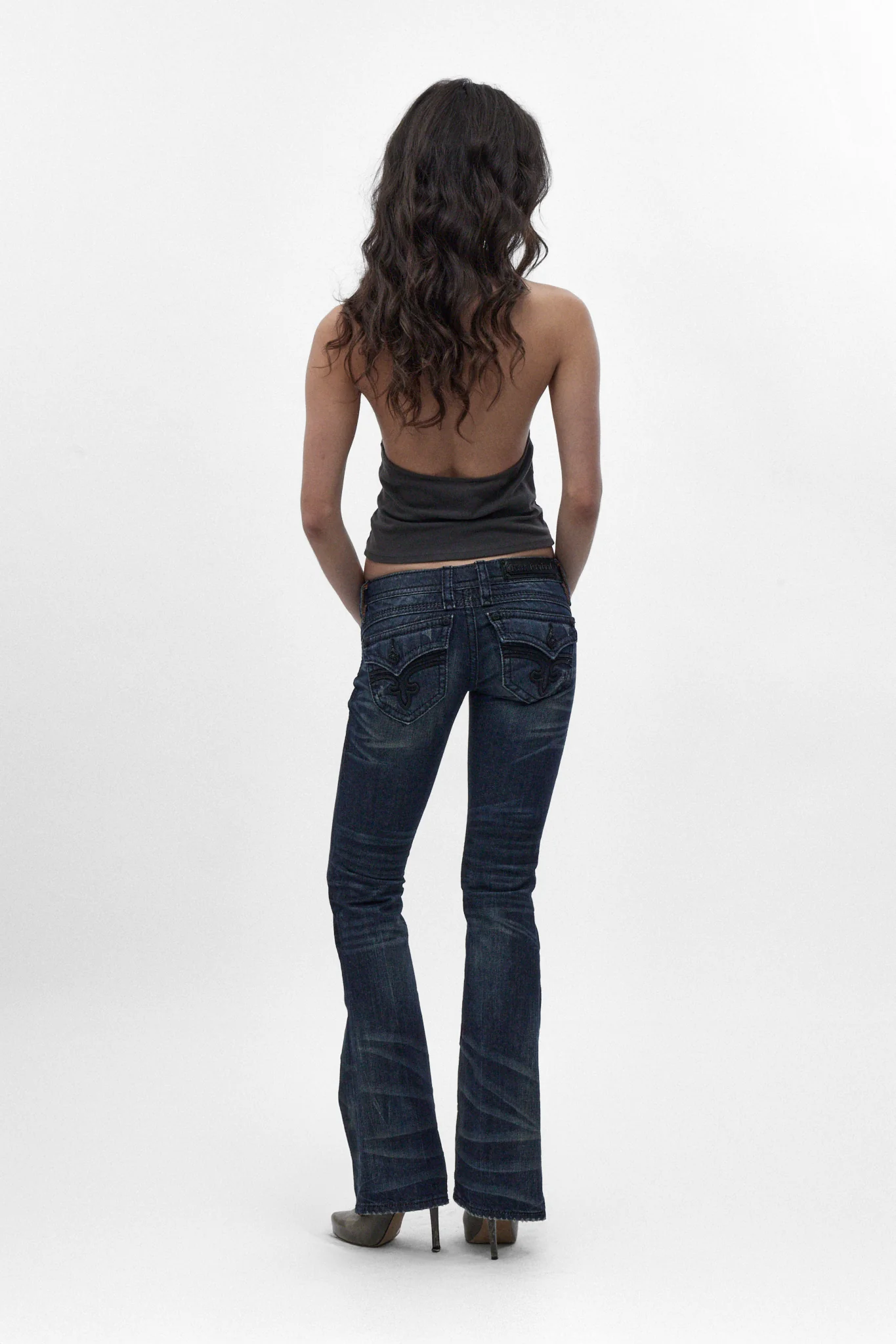 Gwen Super Low-Rise Bootcut Jeans in Dark Blue II - Image 4