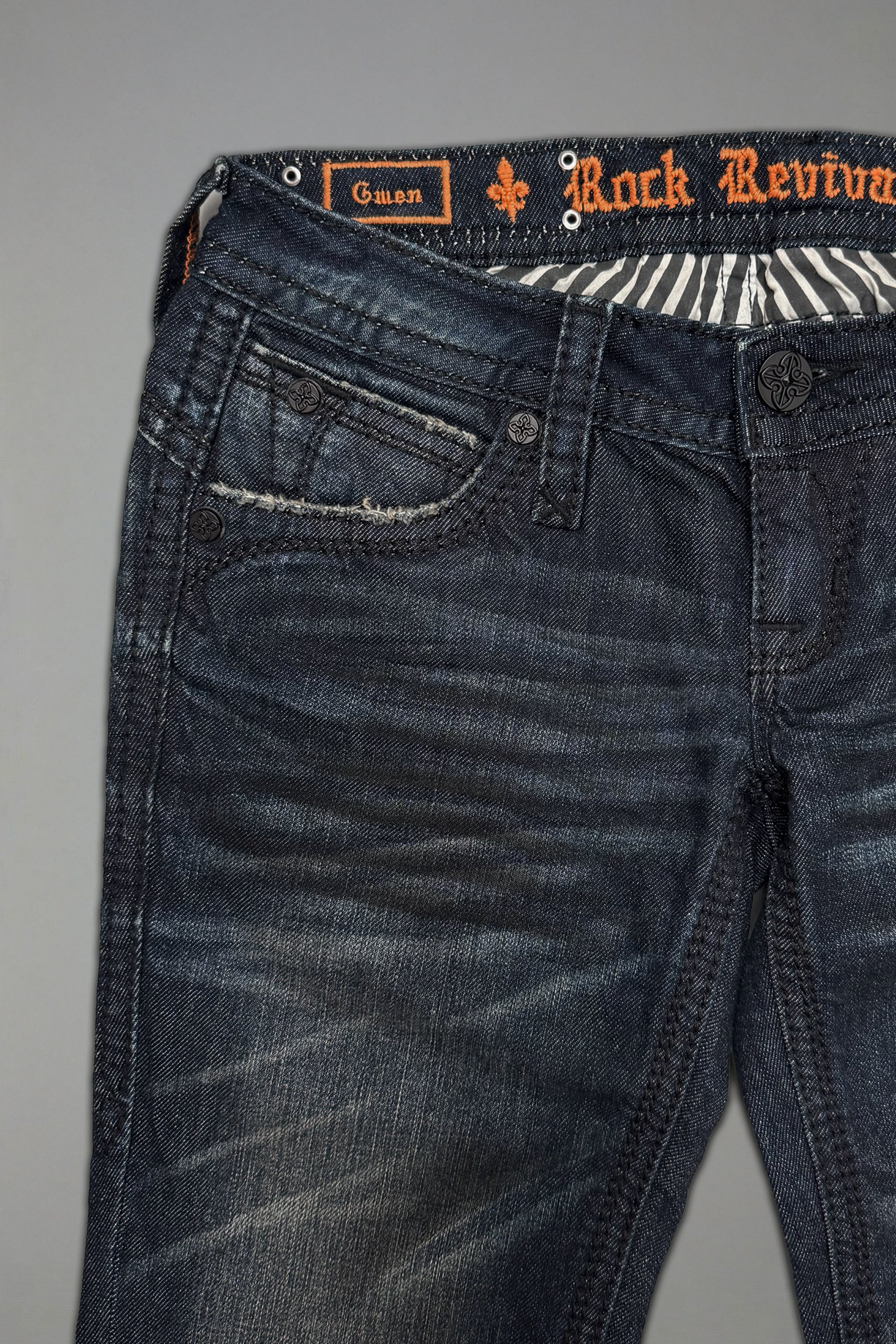 Gwen Super Low-Rise Bootcut Jeans in Dark Blue II - Image 7