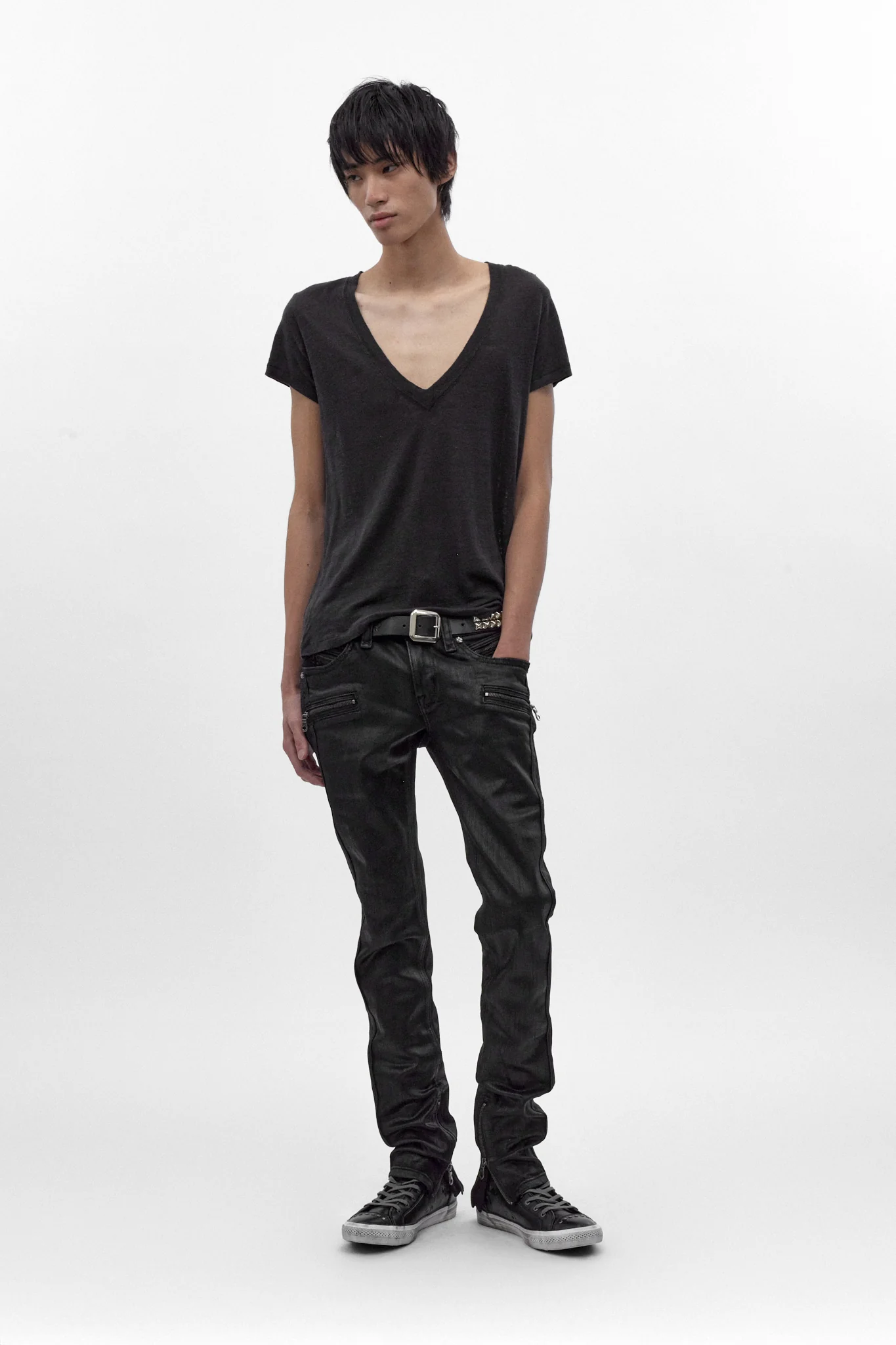 Camille Low-Rise Skinny in Black Coating - Image 3