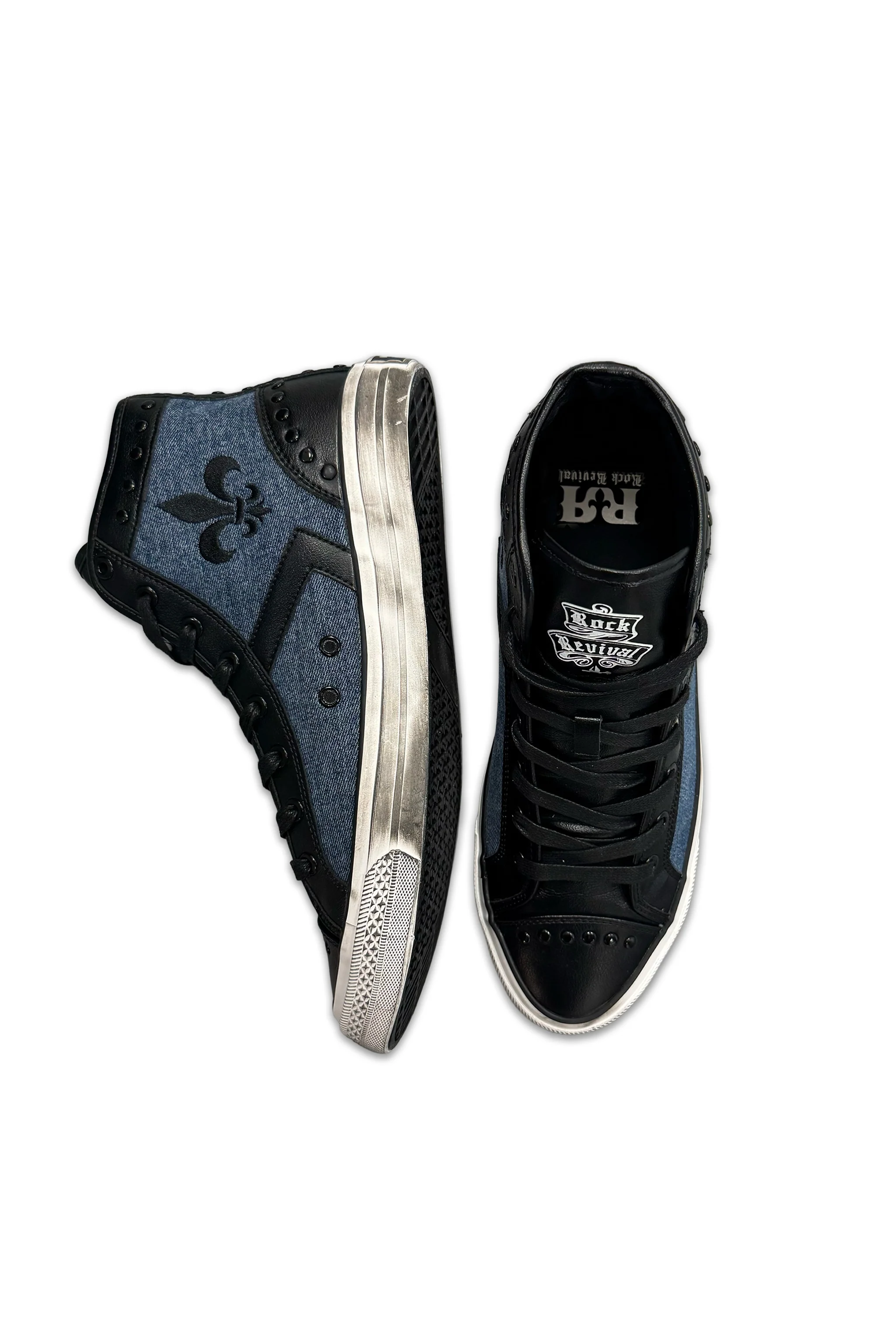 Rock Revival Hi-Top Sneakers in Blue Denim - Image 4