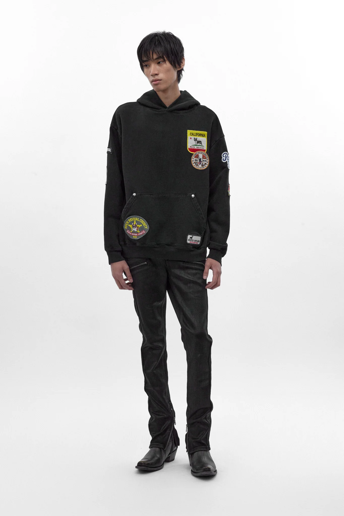 Rock Revival Patchwork Hoodie in Black - Image 4