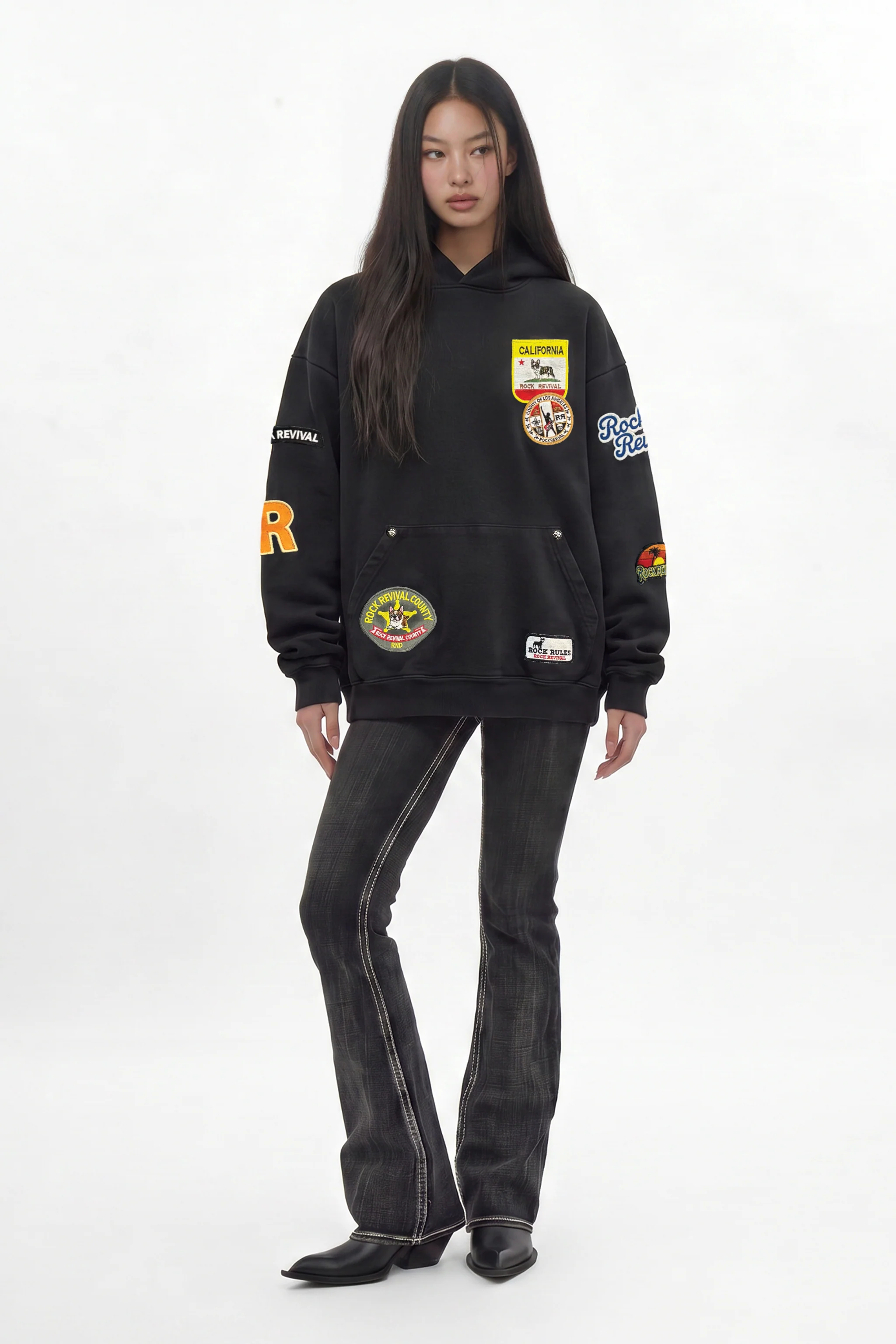 Patchwork Hoodie in Black (W) - Image 4
