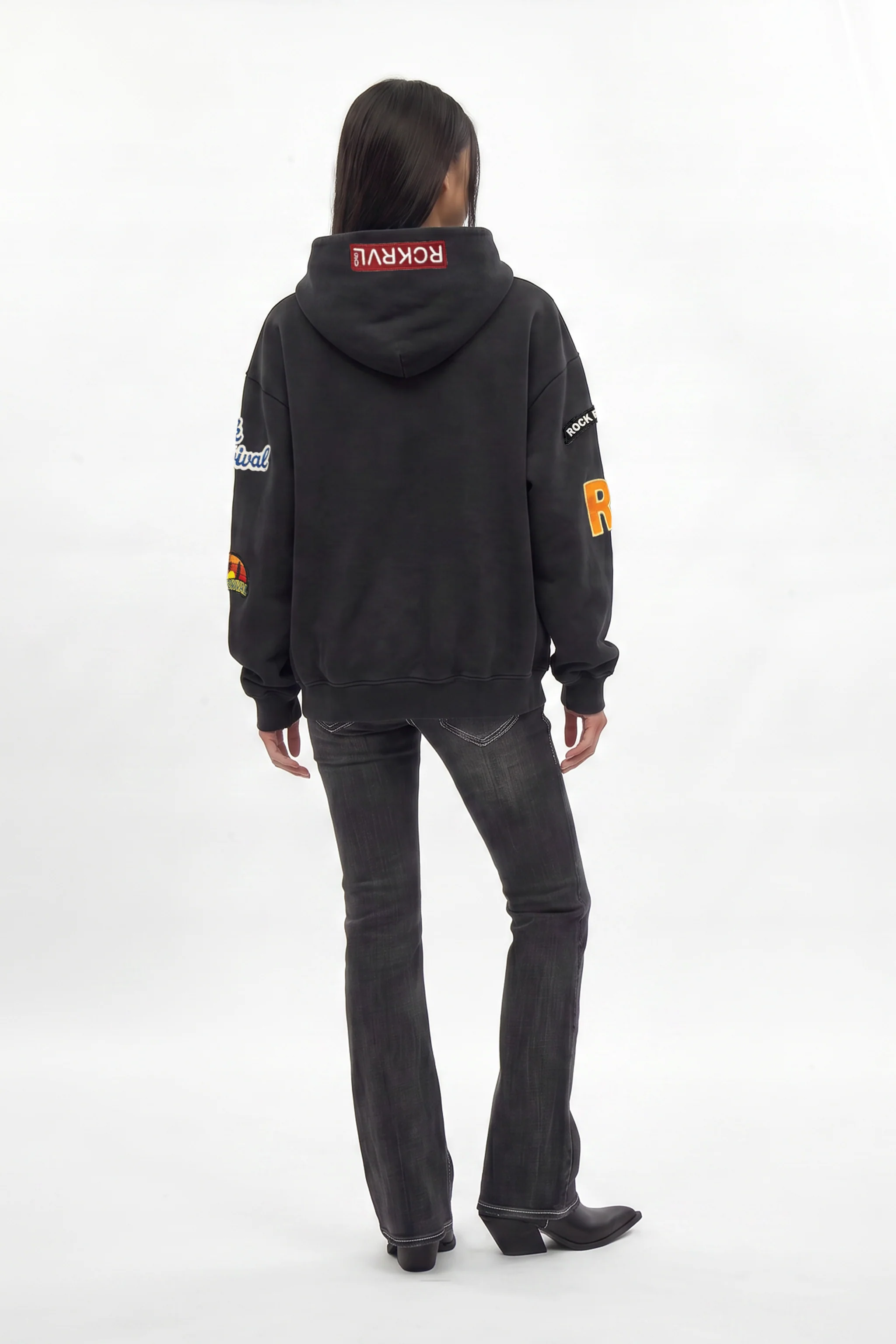 Patchwork Hoodie in Black (W) - Image 5