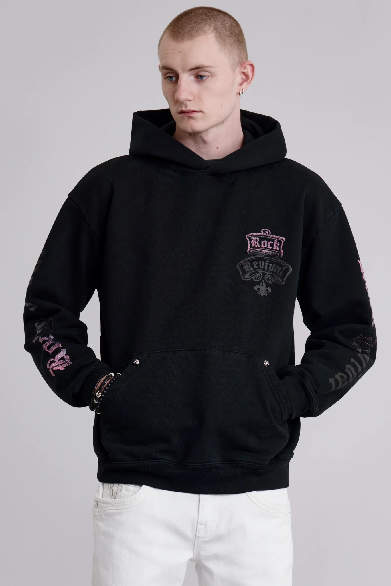 Quiet Riot Crest Hoodie in Black-Pink