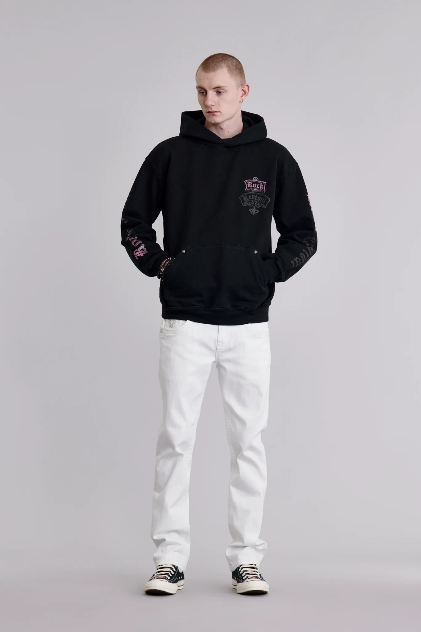 Quiet Riot Crest Hoodie in Black-Pink - Image 4