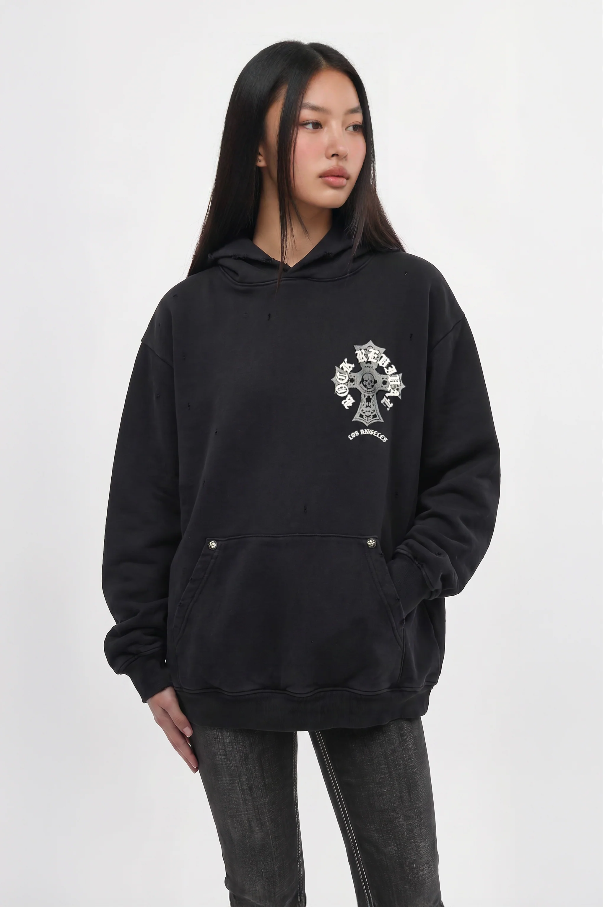 Silent Cross Hoodie in Black (W)