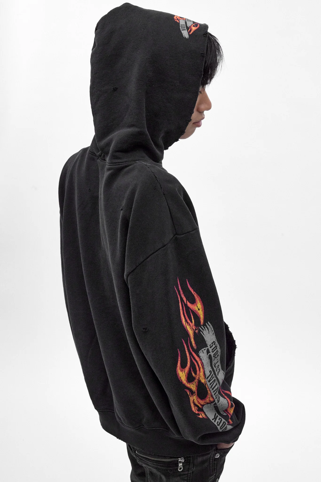 Molten Script Hoodie in Black - Image 2