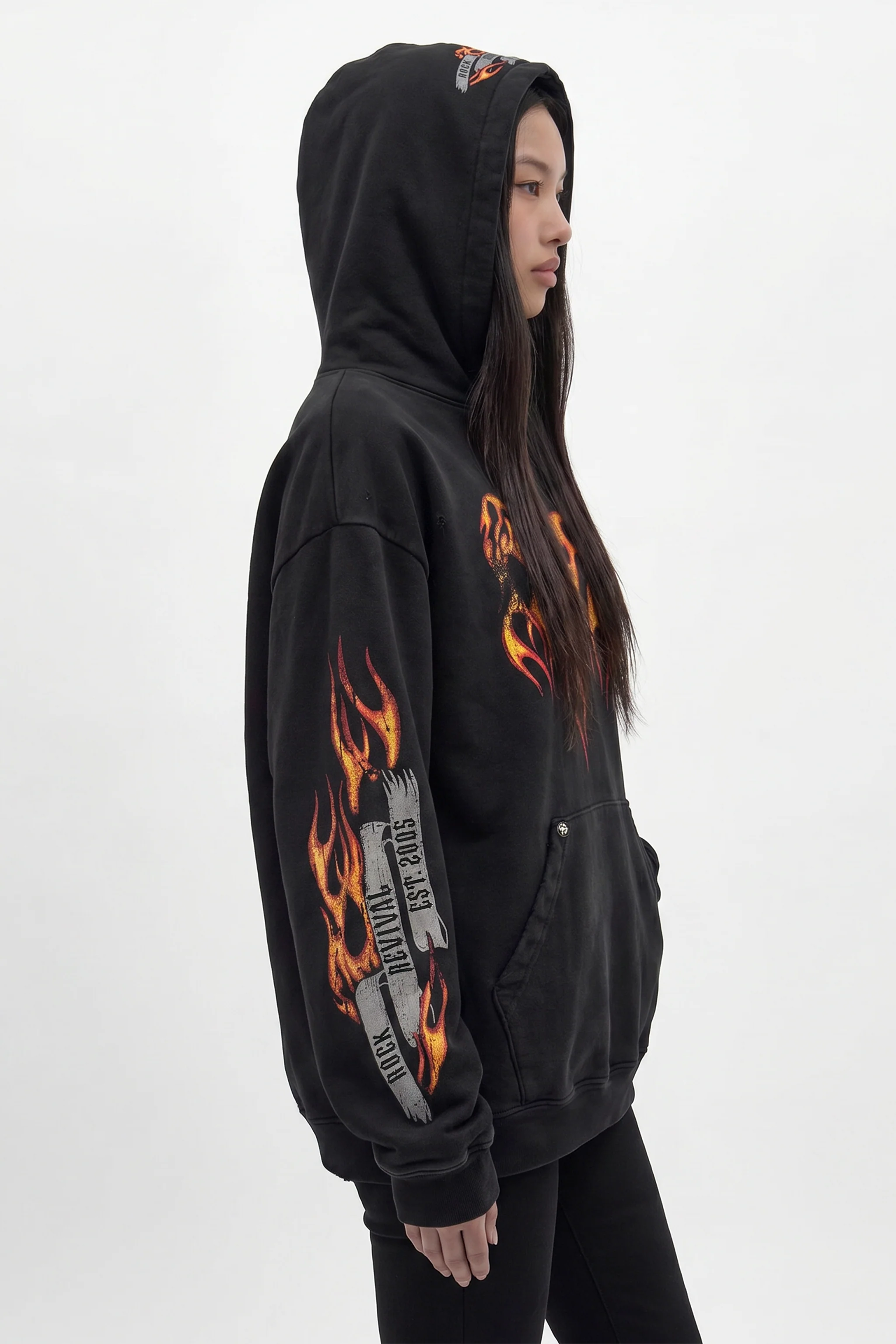 Molten Script Hoodie in Black (W) - Image 4