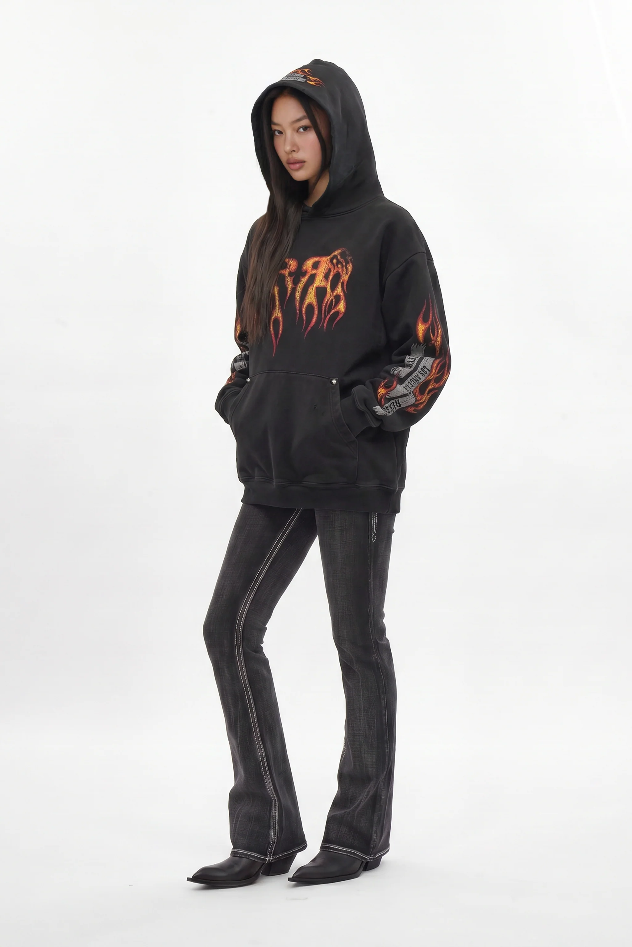 Molten Script Hoodie in Black (W) - Image 6