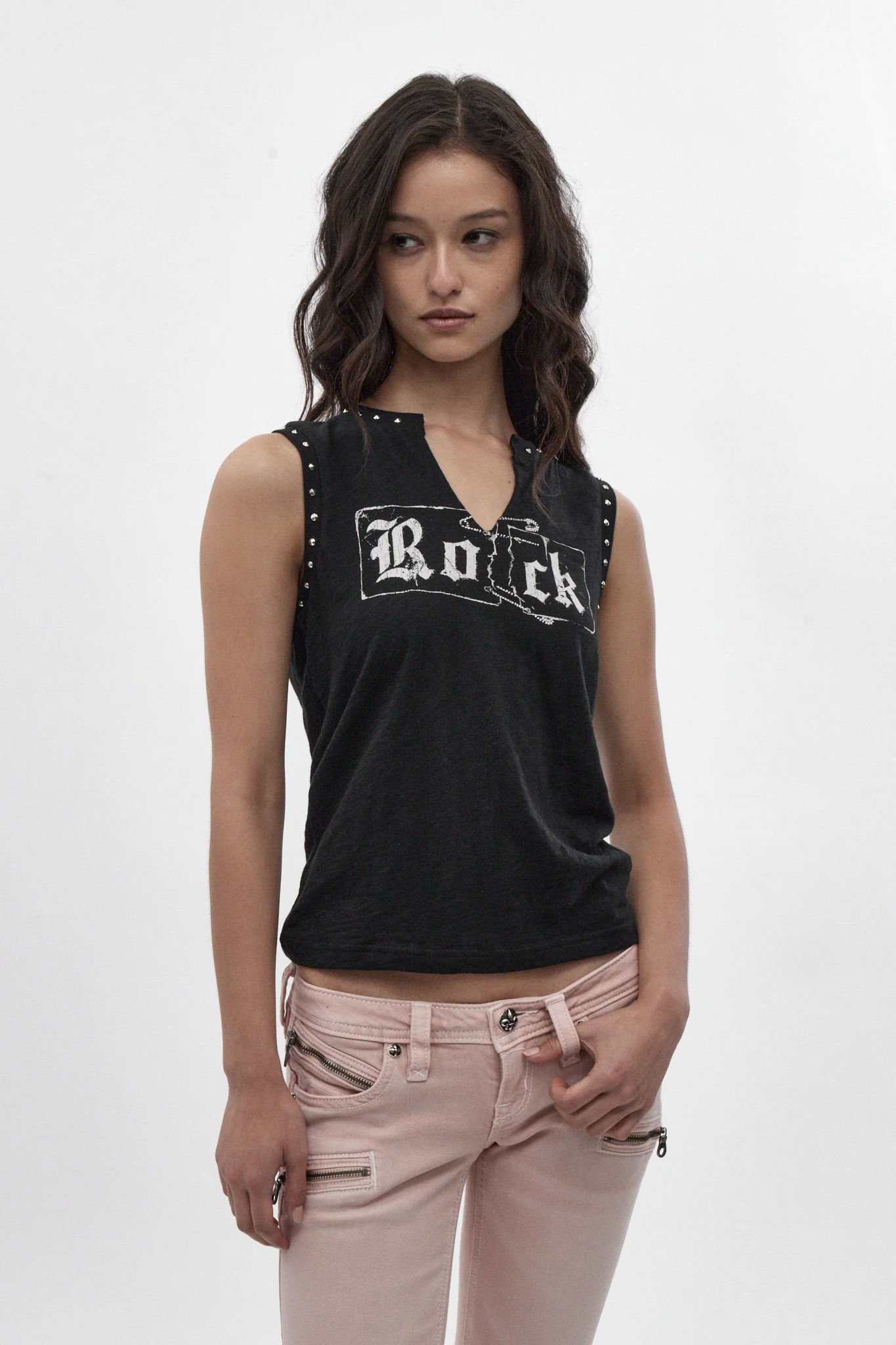 Logo graphic Sleeveless Tee in Black