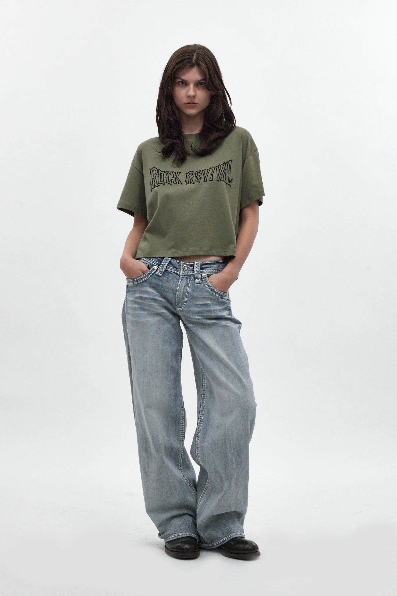 Winged Graphic Boxy Tee in Olive - Image 3