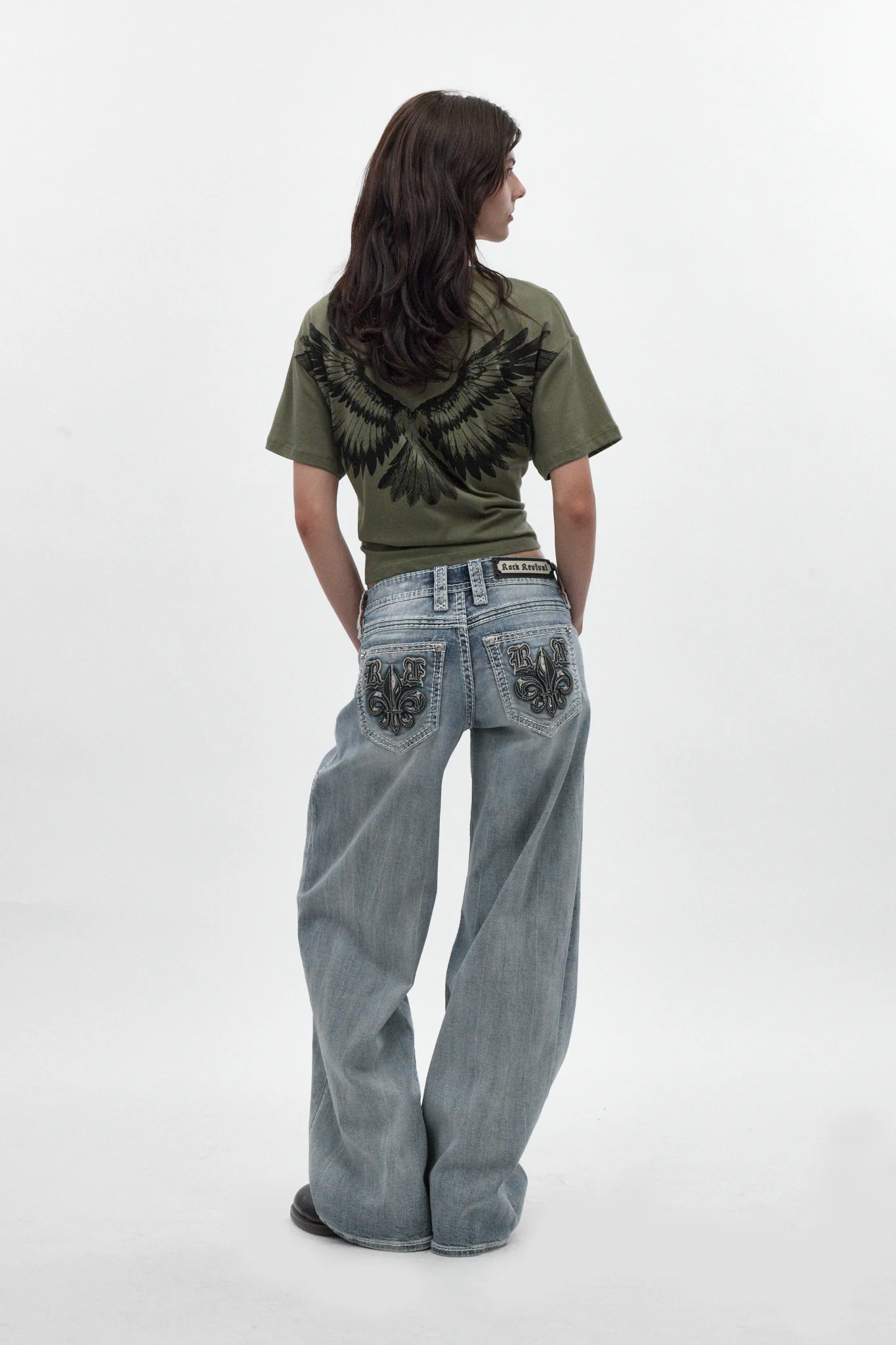 Winged Graphic Boxy Tee in Olive - Image 5