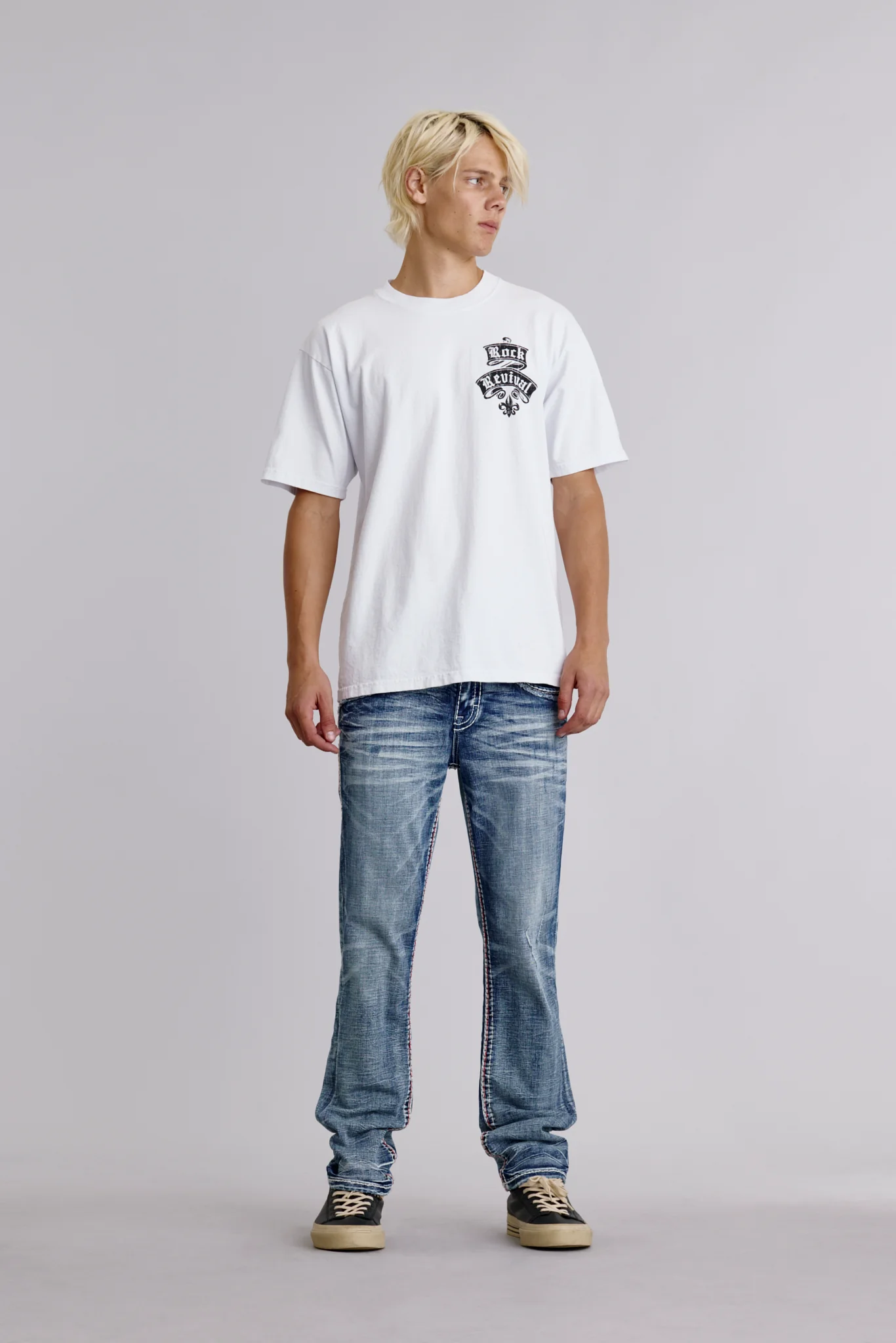 Rock Revival Crest Tee in White - Image 3