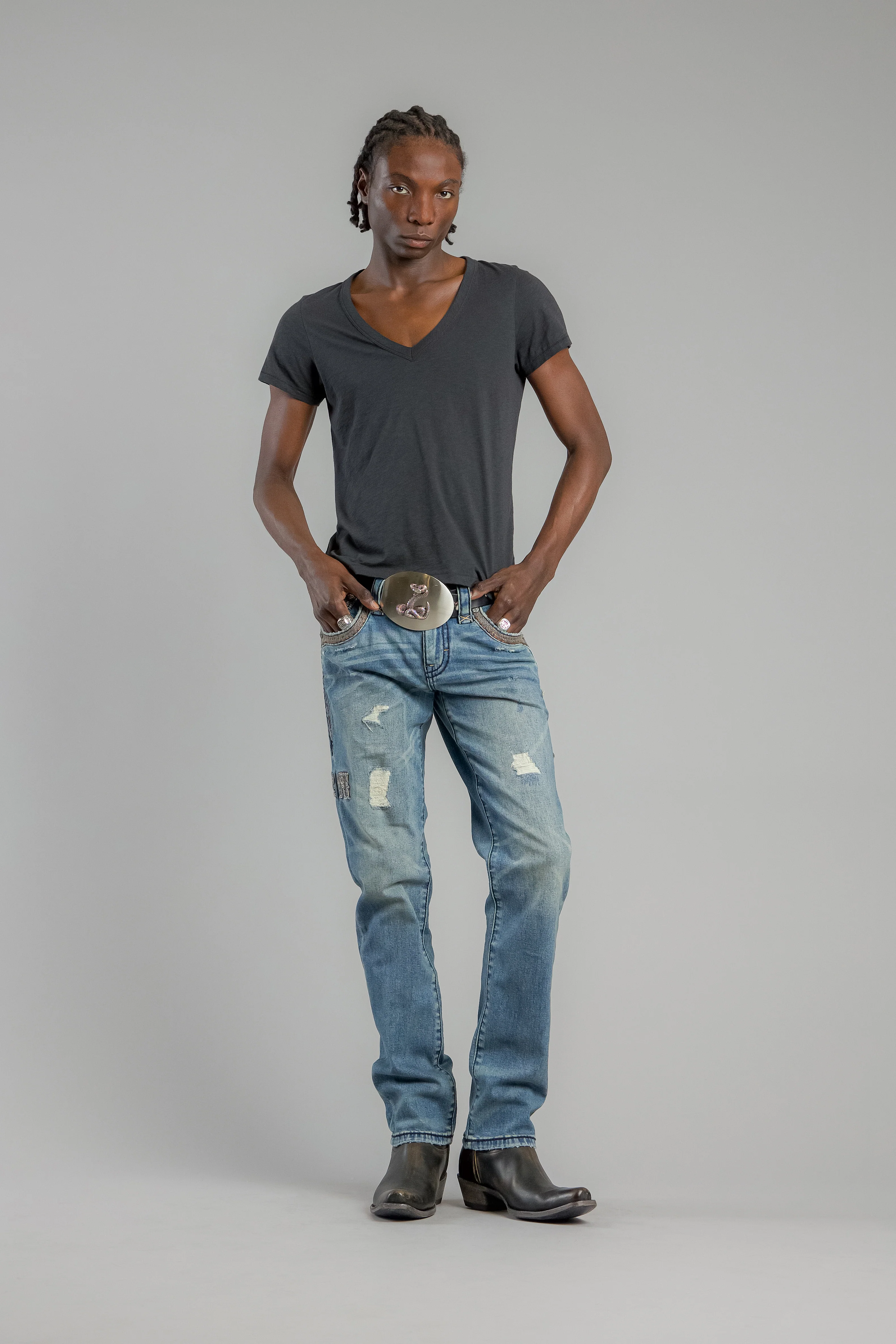 Vinton Straight Jeans in Medium Blue - GR Collection