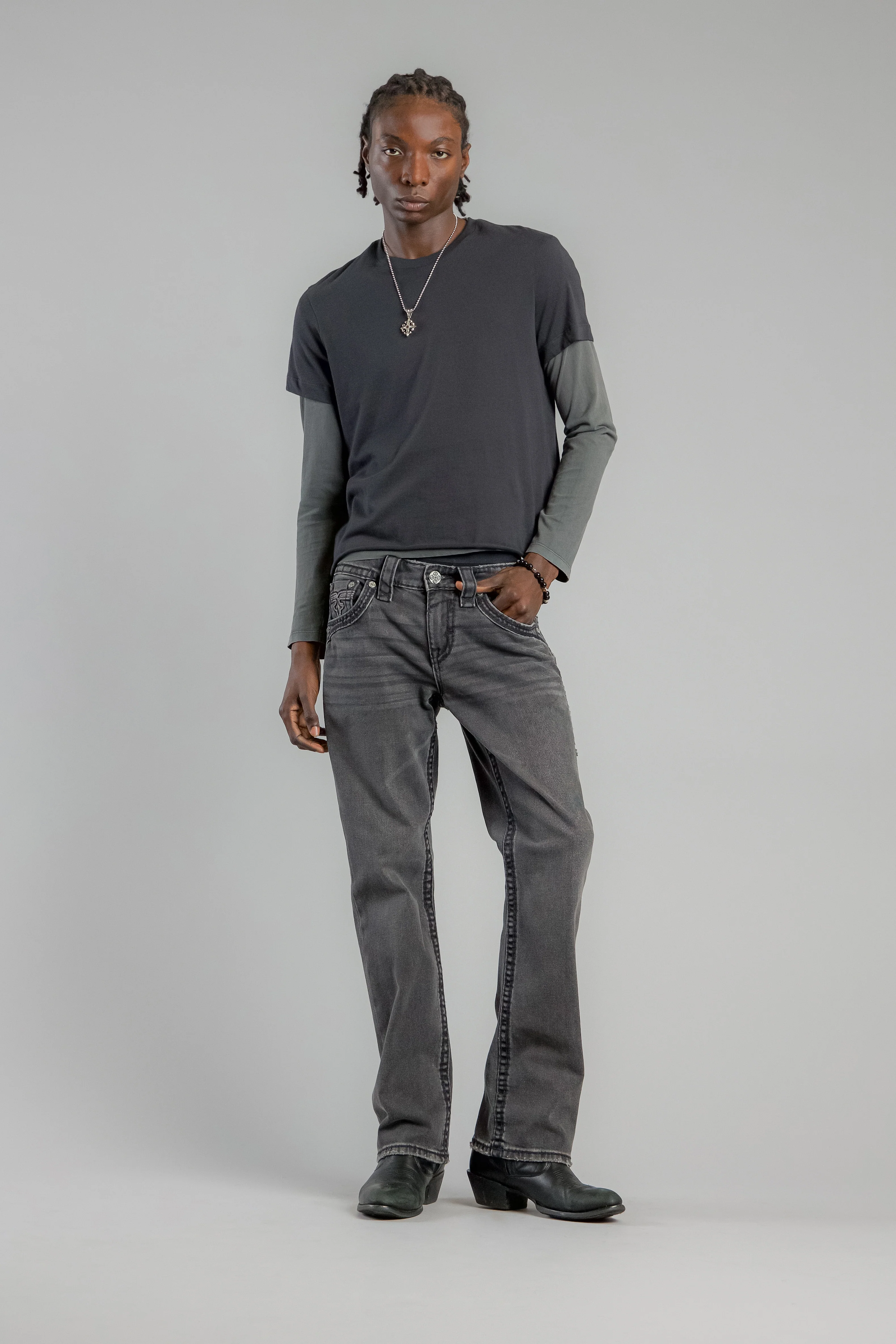 Wes Bootcut Jeans in Dark Gray
