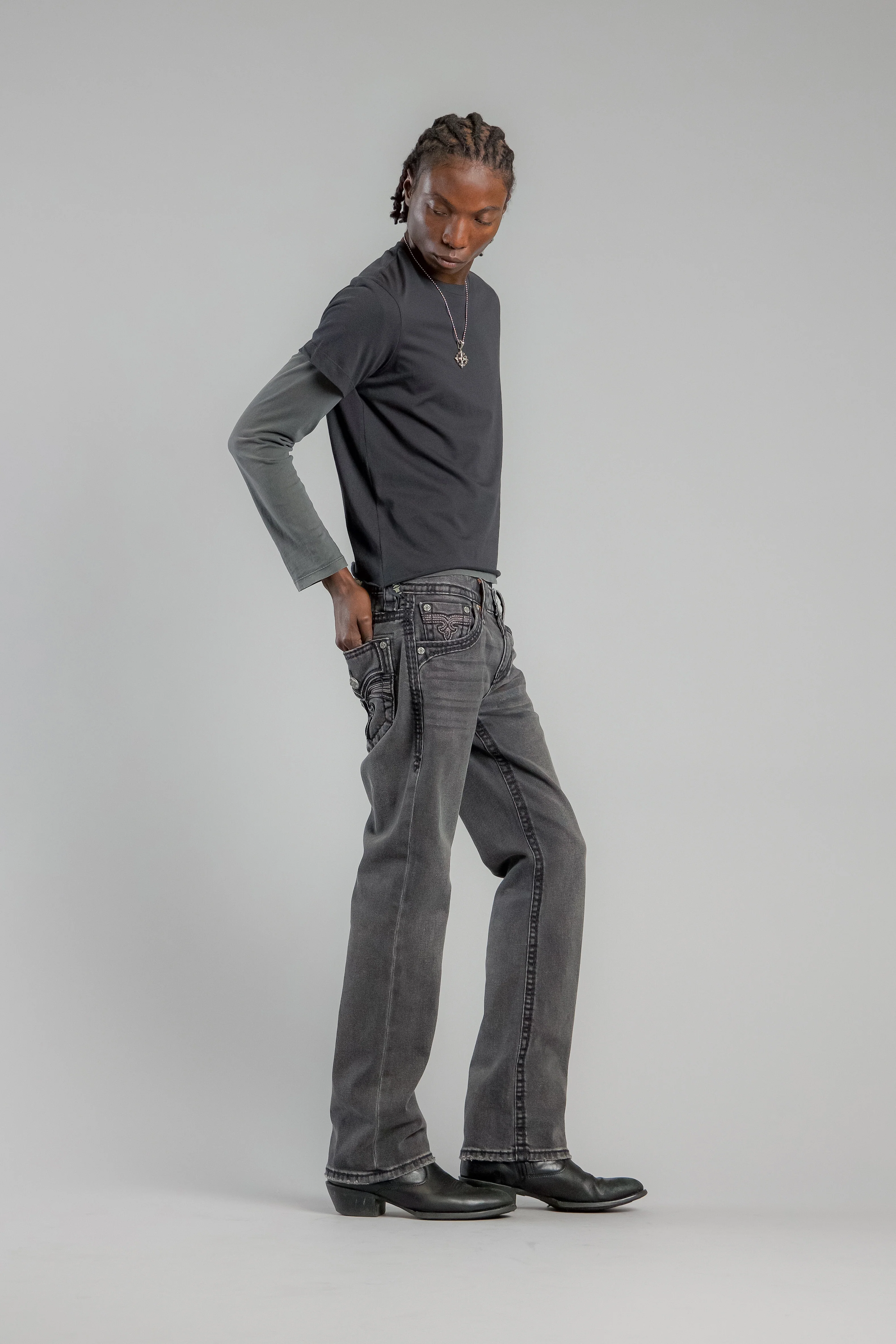 Wes Bootcut Jeans in Dark Gray - Image 4