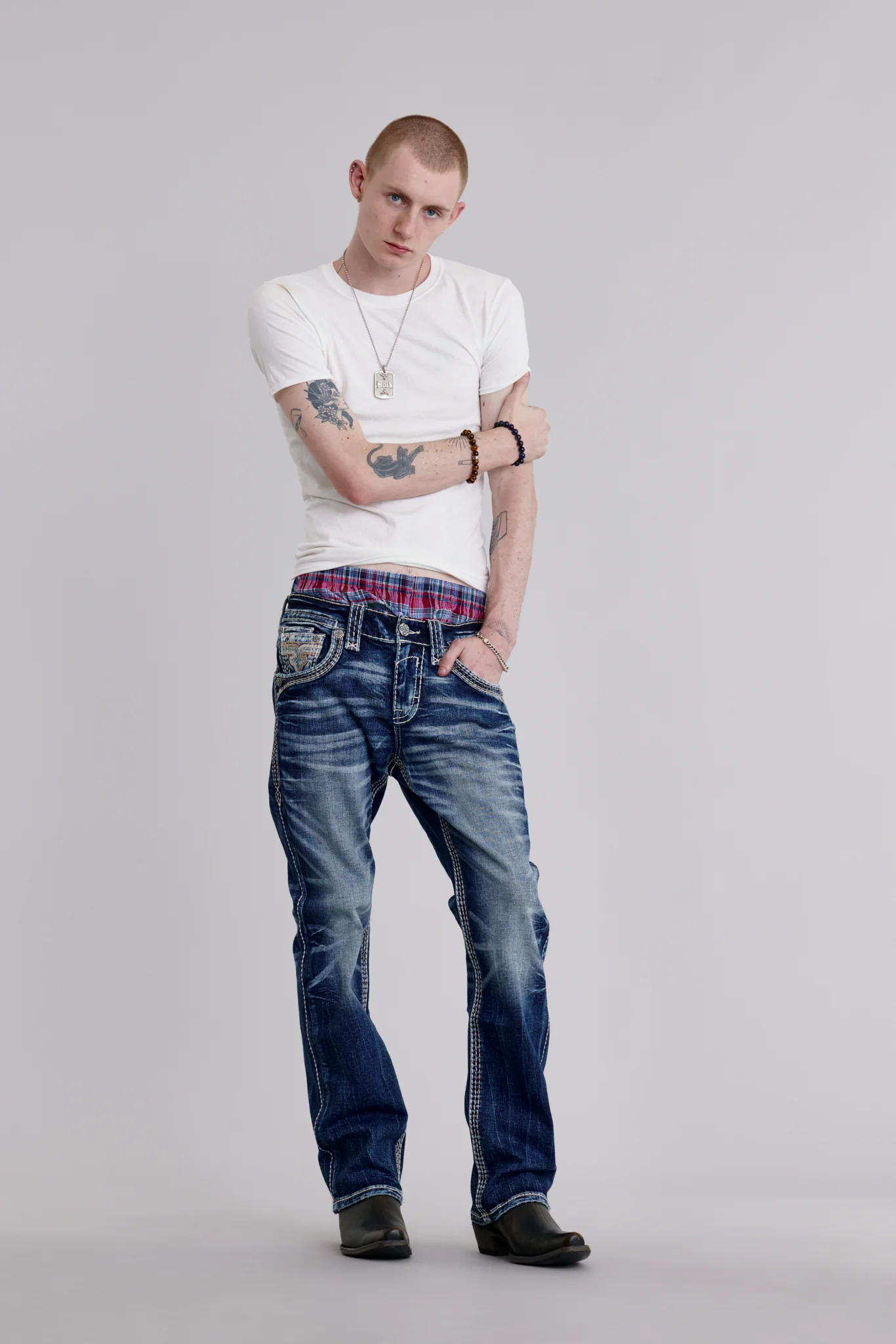 Zaid In Dark Blue Bootcut Jeans